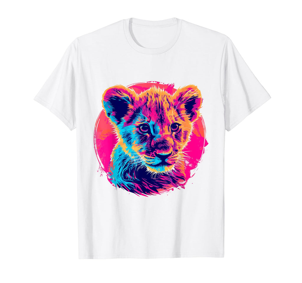 Lion 80S Synthwave And Neon Colors Hoodie - Aesthetic Graphic for Adults - T-Shirt, Sweatshirt, Hoodie