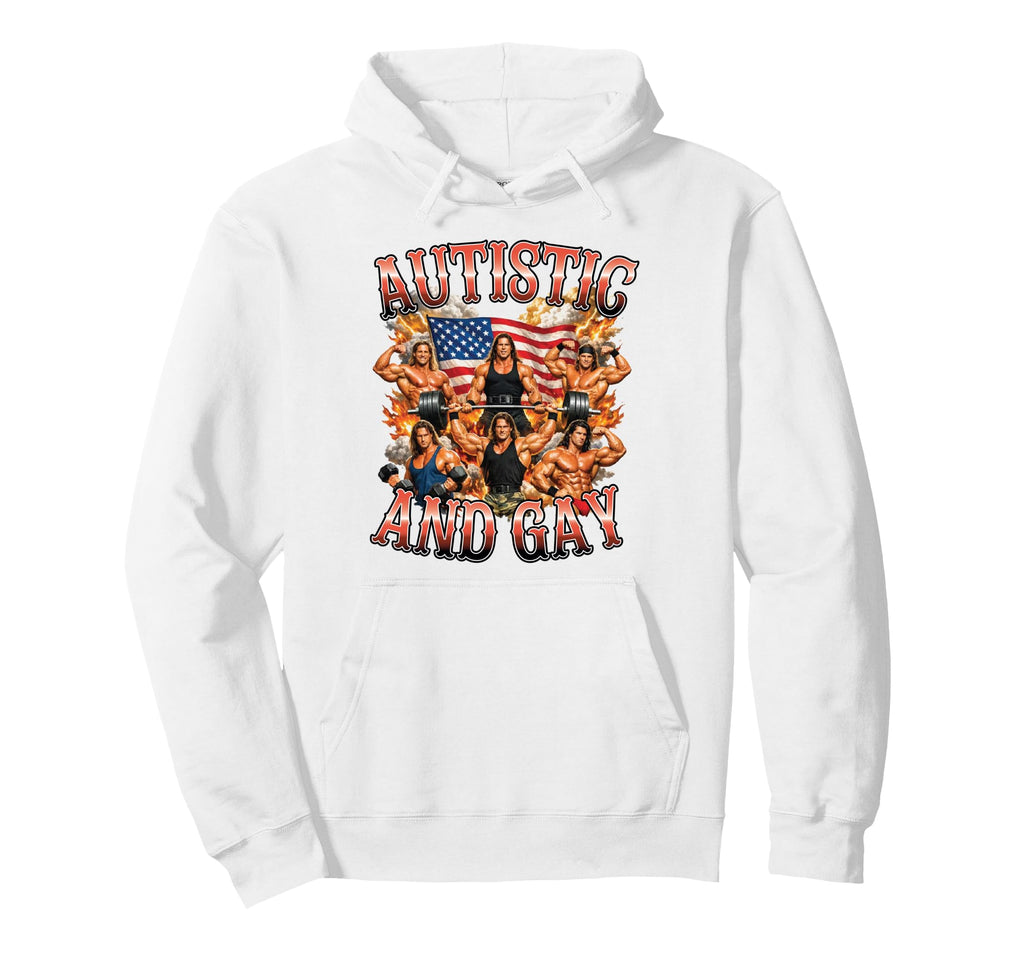 Autistic Gay Bodybuilder Pride Usa Hoodie - Trendy Graphic Men Women - T-Shirt, Sweatshirt, Hoodie