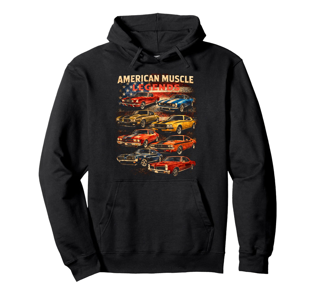 American Muscle Legends Patriotic Flag Hoodie - Novelty Apparel Men Women - T-Shirt, Sweatshirt, Hoodie