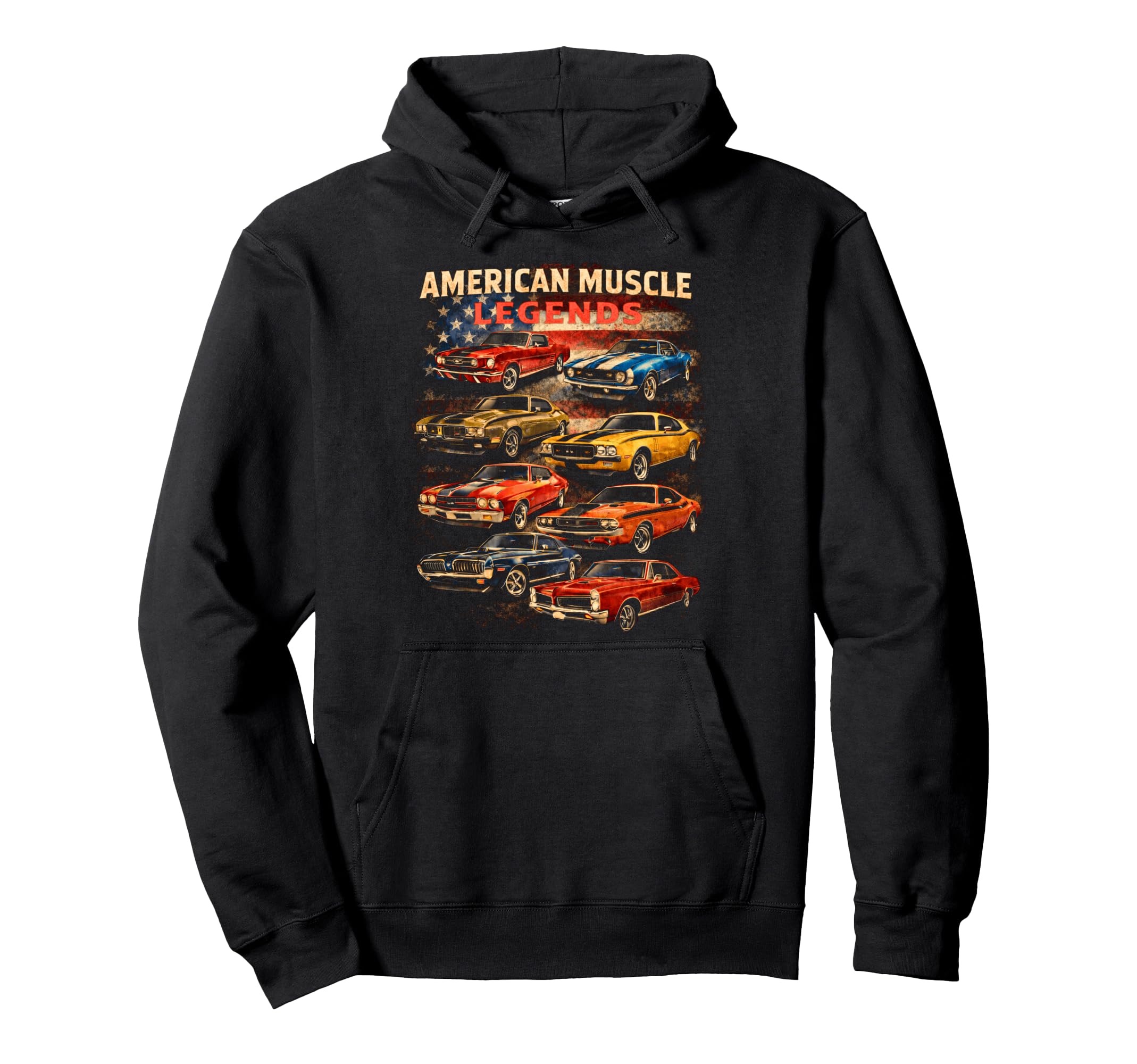 American Muscle Legends Patriotic Flag Hoodie - Novelty Apparel Men Women - T-Shirt, Sweatshirt, Hoodie