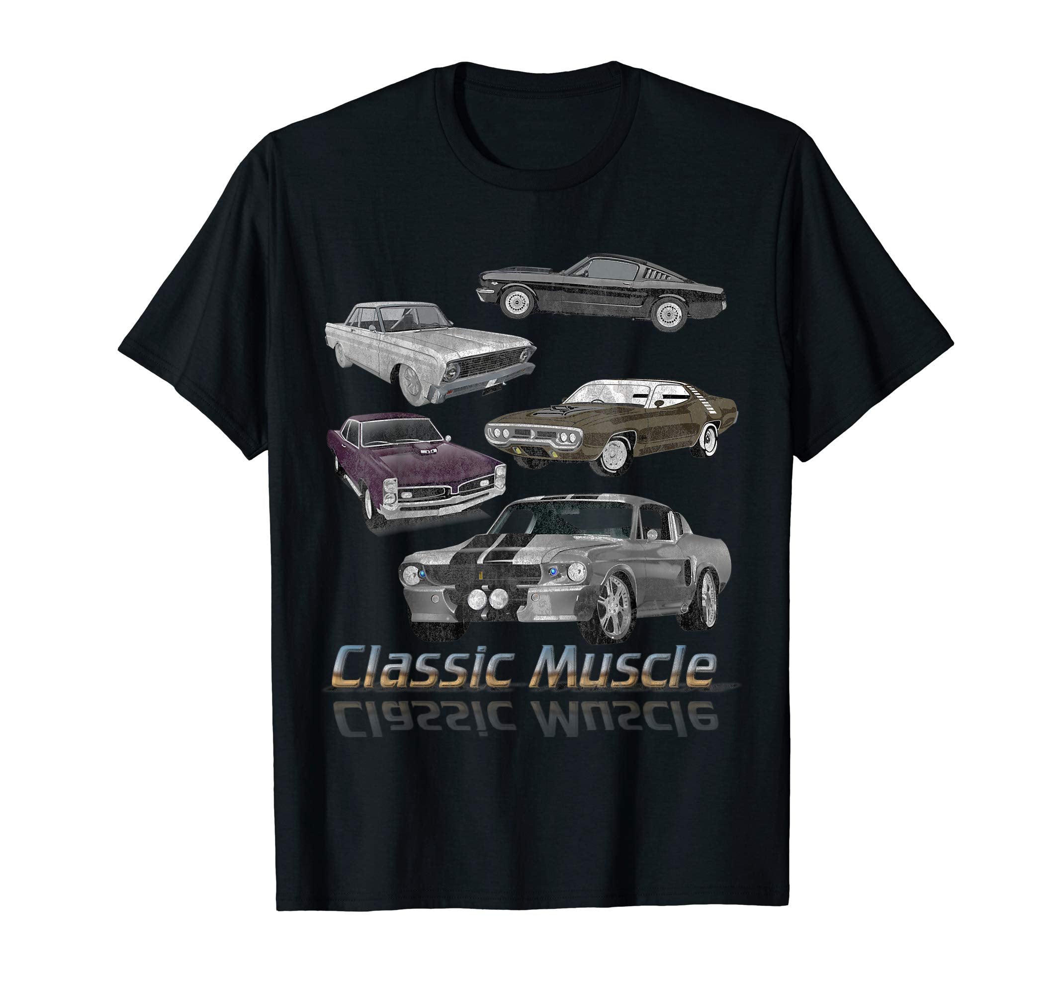Muscle Cars Lineup Racing Distressed T-Shirt - Graphic Print Men Women - T-Shirt, Sweatshirt, Hoodie