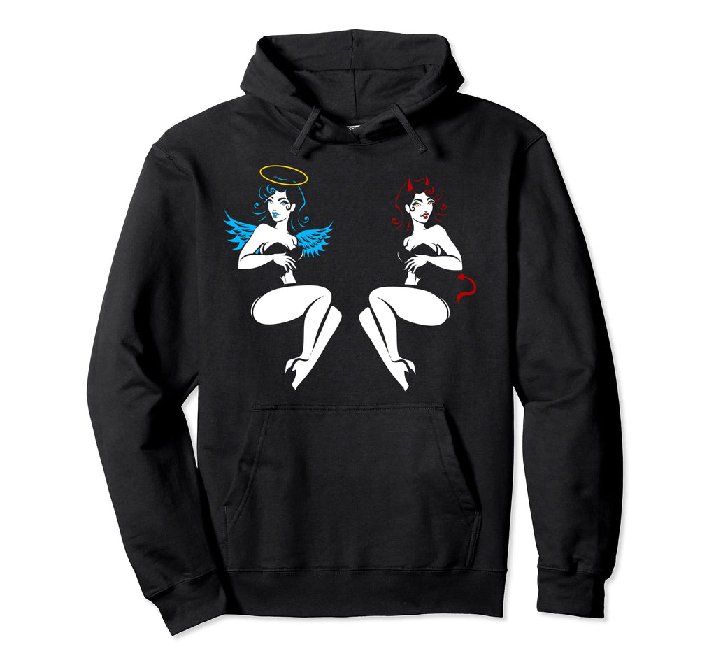 Sexy Pin Up Angel And Devil 50S Hoodie - Custom Art Print Unisex - T-Shirt, Sweatshirt, Hoodie