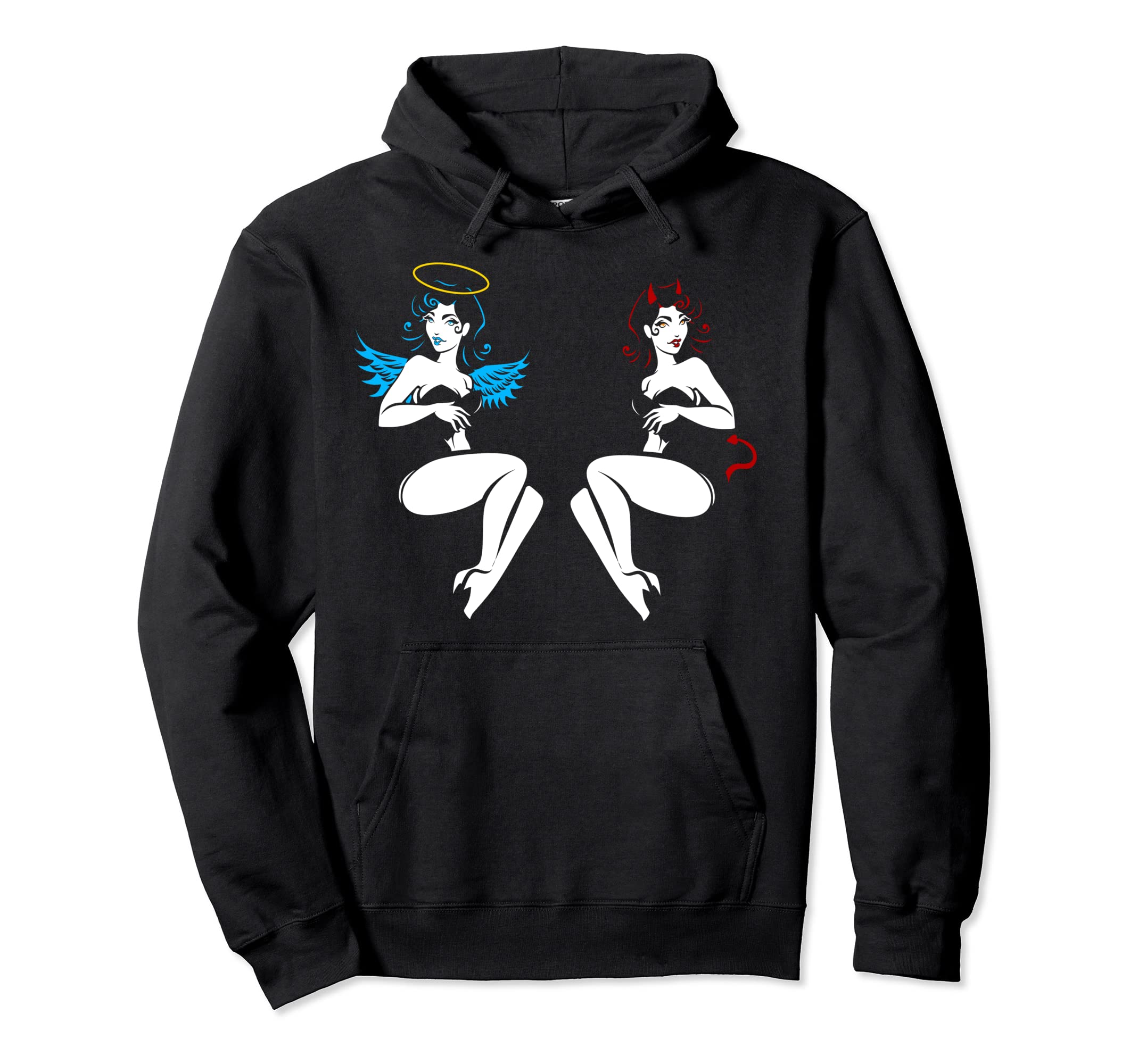 Sexy Pin Up Angel And Devil 50S Hoodie - Custom Art Print Unisex - T-Shirt, Sweatshirt, Hoodie