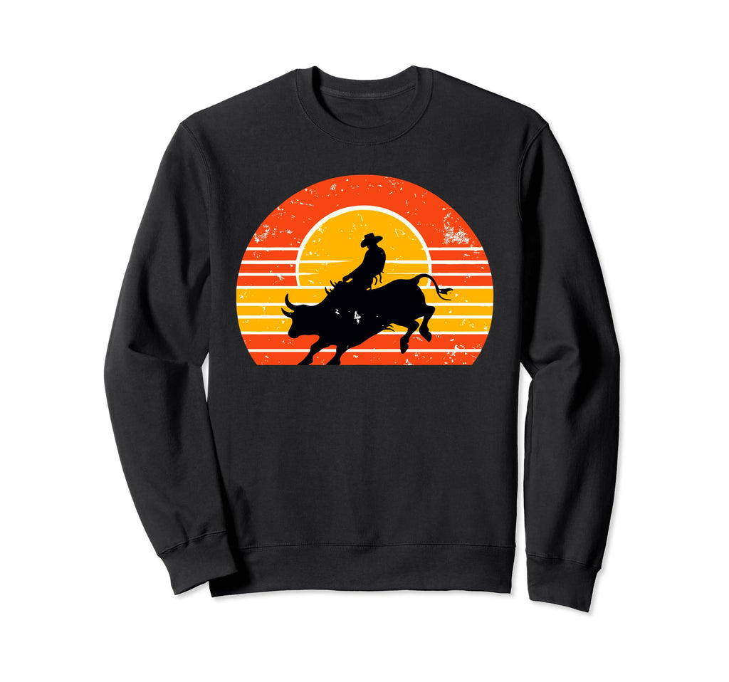 Sunset Bull Riding Cowboy Rodeo Sweatshirt - Graphic Print Men Women - T-Shirt, Sweatshirt, Hoodie
