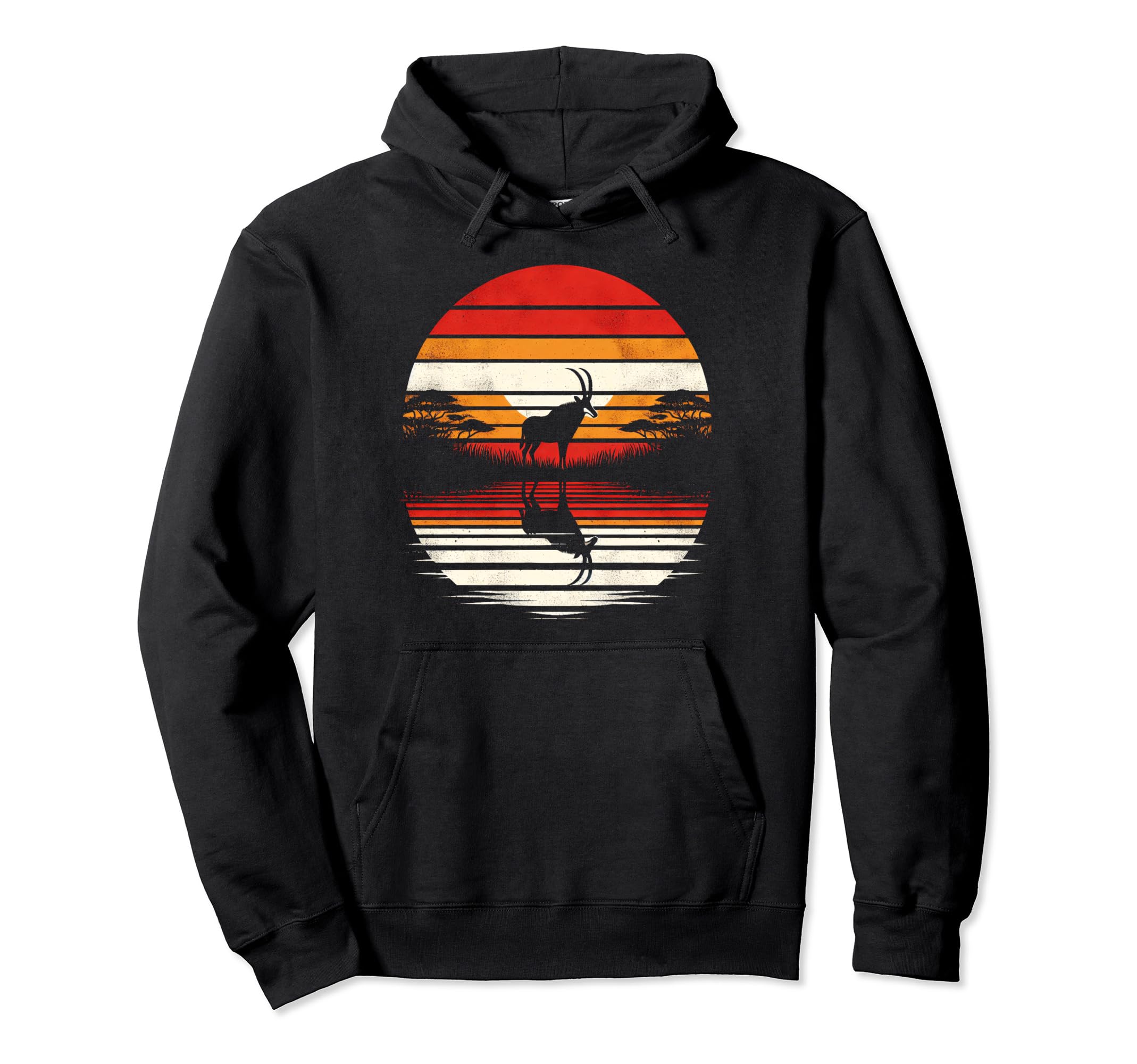 Sable Antelope Sunset Safari 70S Hoodie - Unique Graphic Unisex - T-Shirt, Sweatshirt, Hoodie