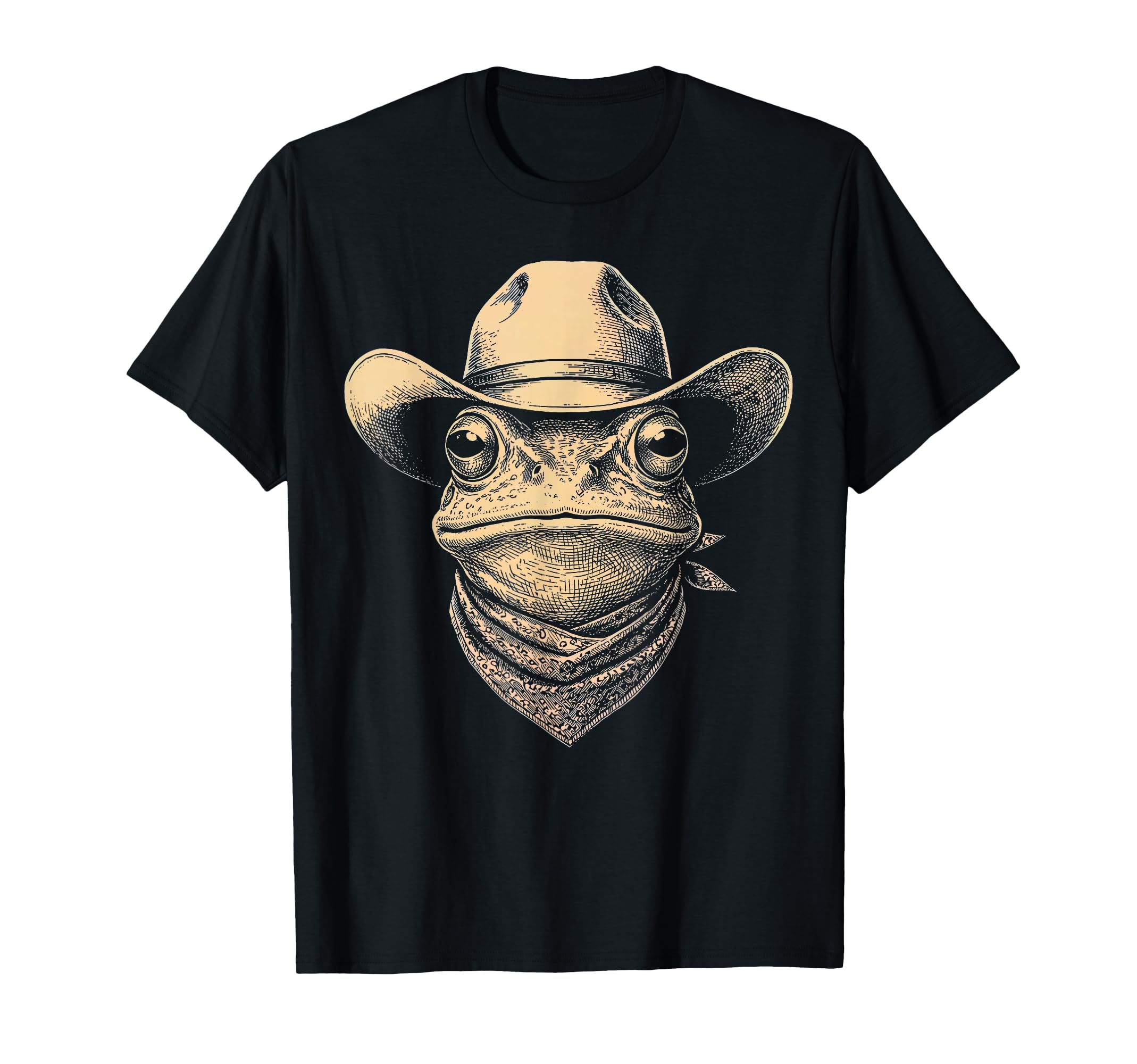 Frog Wearing Cowboy Hat Bandana T-Shirt - Aesthetic Graphic Men Women - T-Shirt, Sweatshirt, Hoodie
