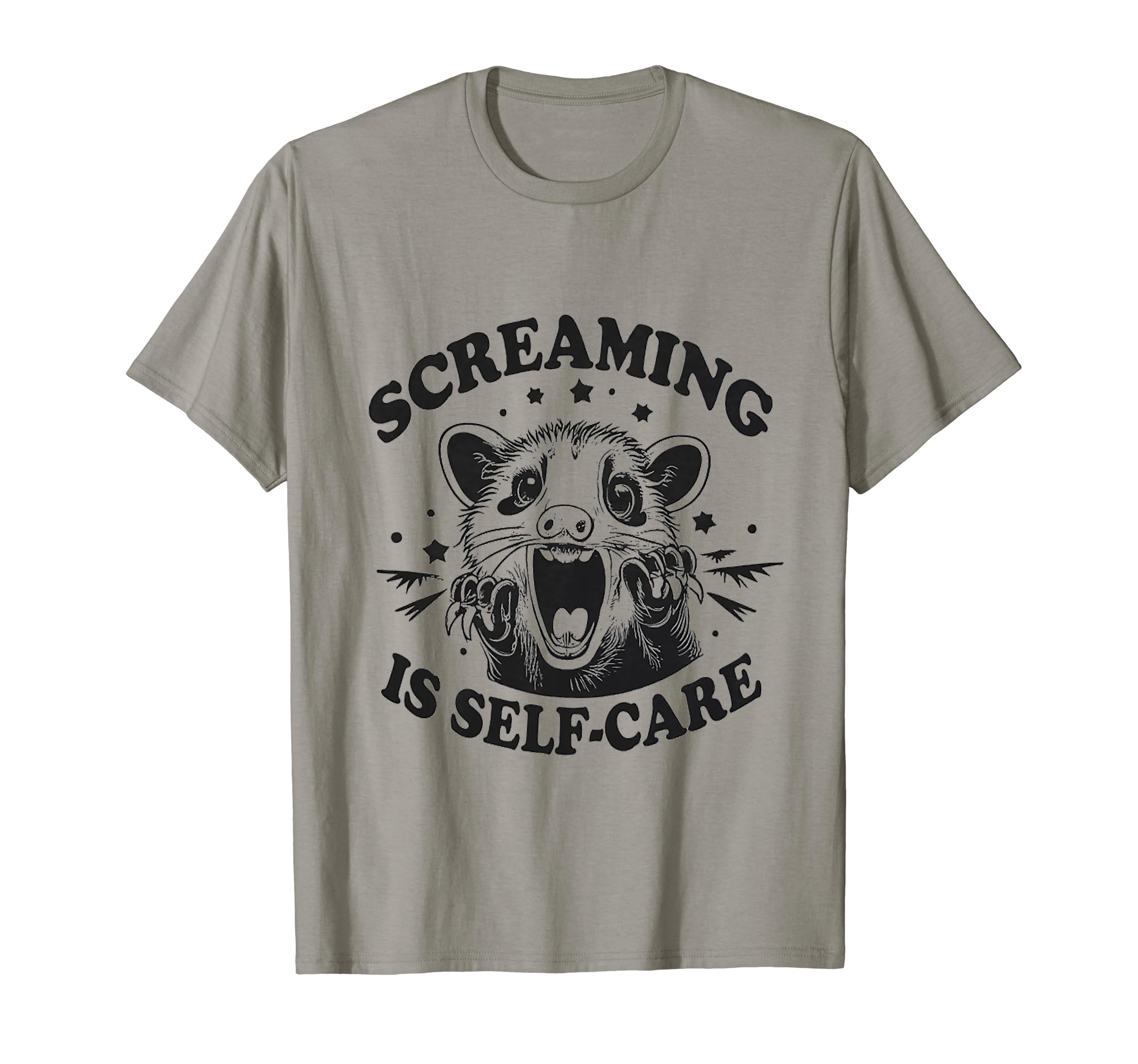 Screaming Is Self Care Opossum T-Shirt - Minimalist Print Men Women - T-Shirt, Sweatshirt, Hoodie