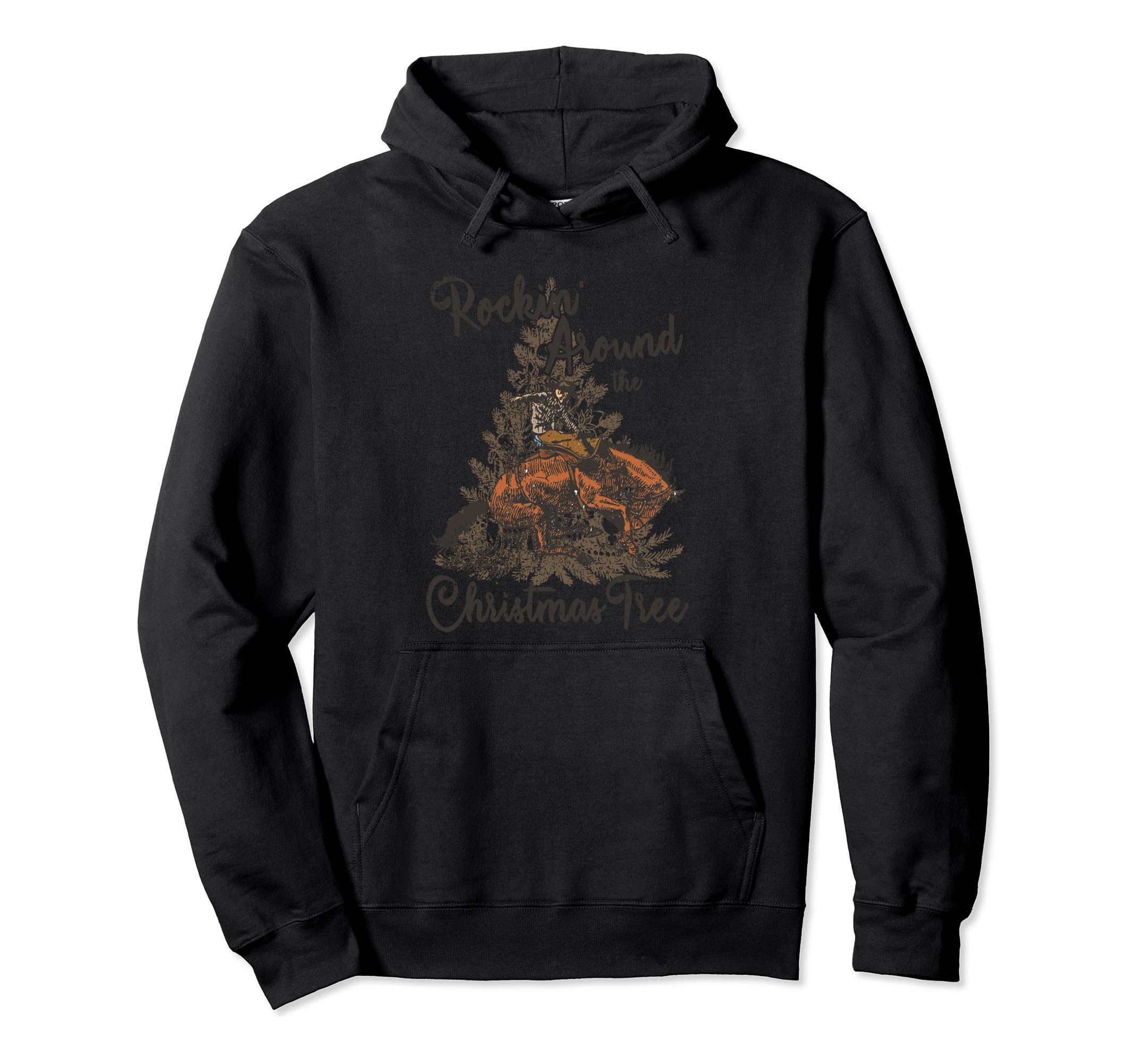 Rockin Around Tree Cowboy Western Rodeo Hoodie - Streetwear Style Unisex - T-Shirt, Sweatshirt, Hoodie