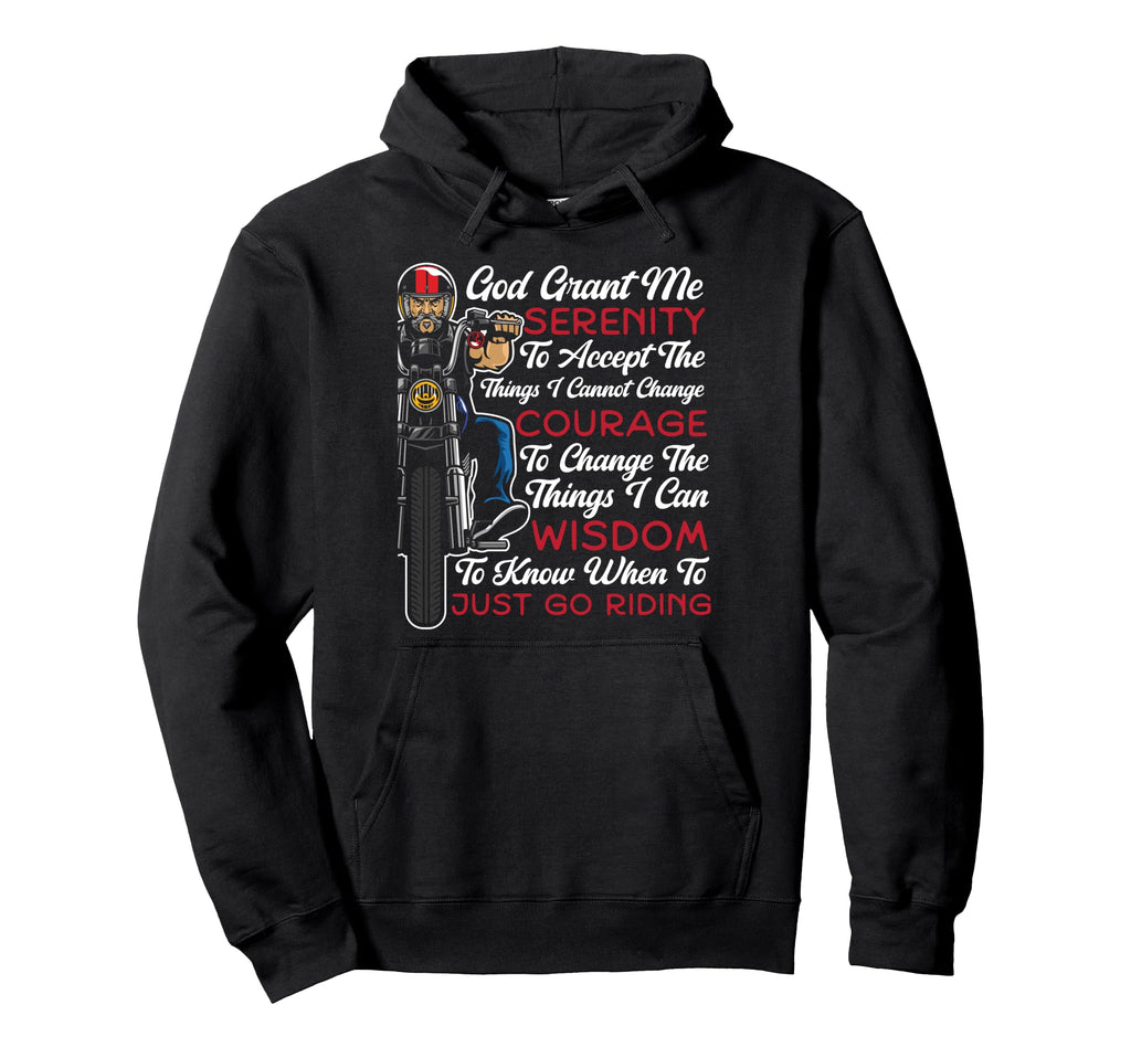 Christian Motorcycle Biker God Grant Me Hoodie - Unique Graphic Men Women - T-Shirt, Sweatshirt, Hoodie