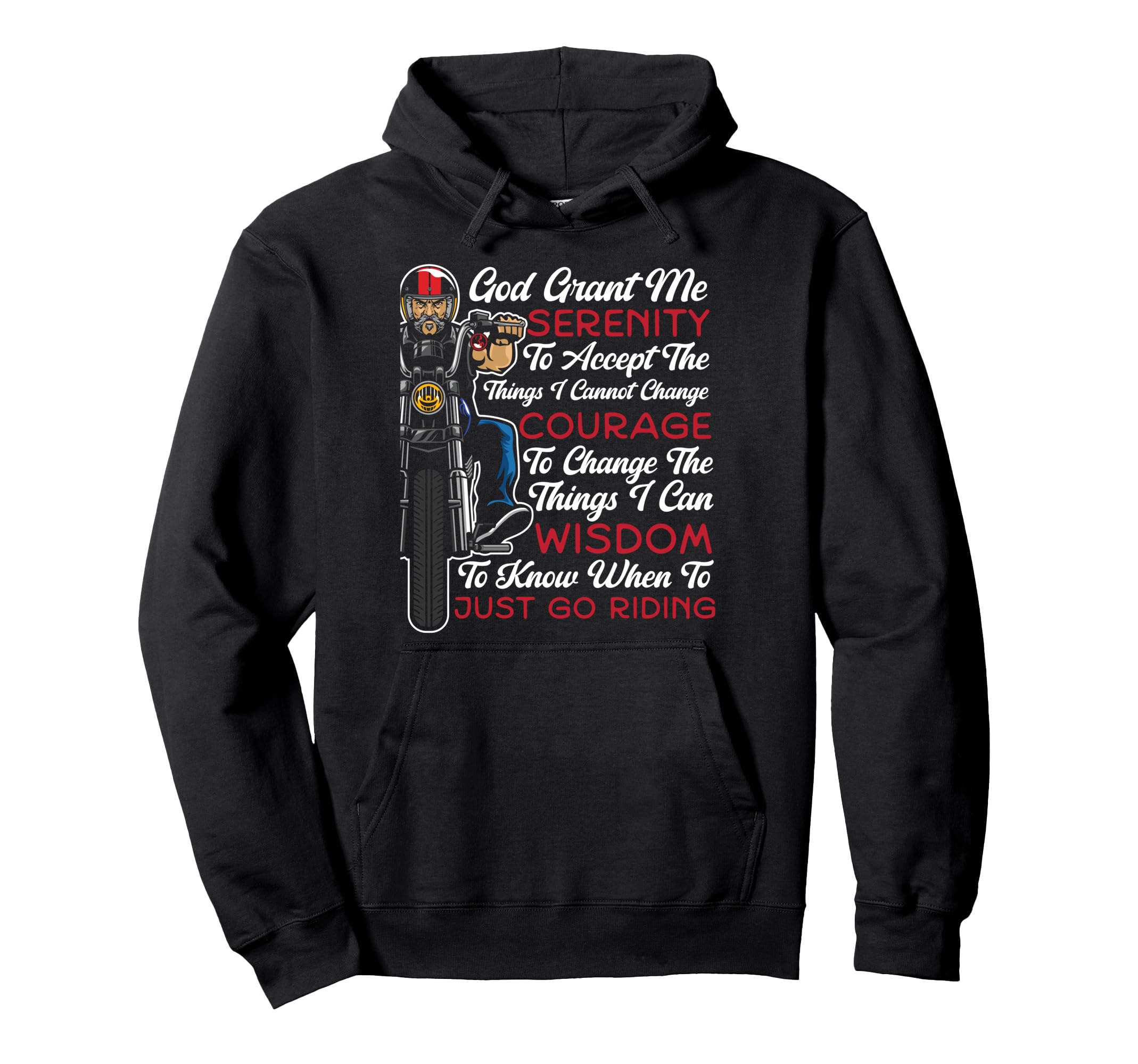 Christian Motorcycle Biker God Grant Me Hoodie - Unique Graphic Men Women - T-Shirt, Sweatshirt, Hoodie