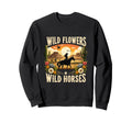 Wild Flowers Cowgirls Riding Horses Sweatshirt - Unique Graphic for Adults - T-Shirt, Sweatshirt, Hoodie