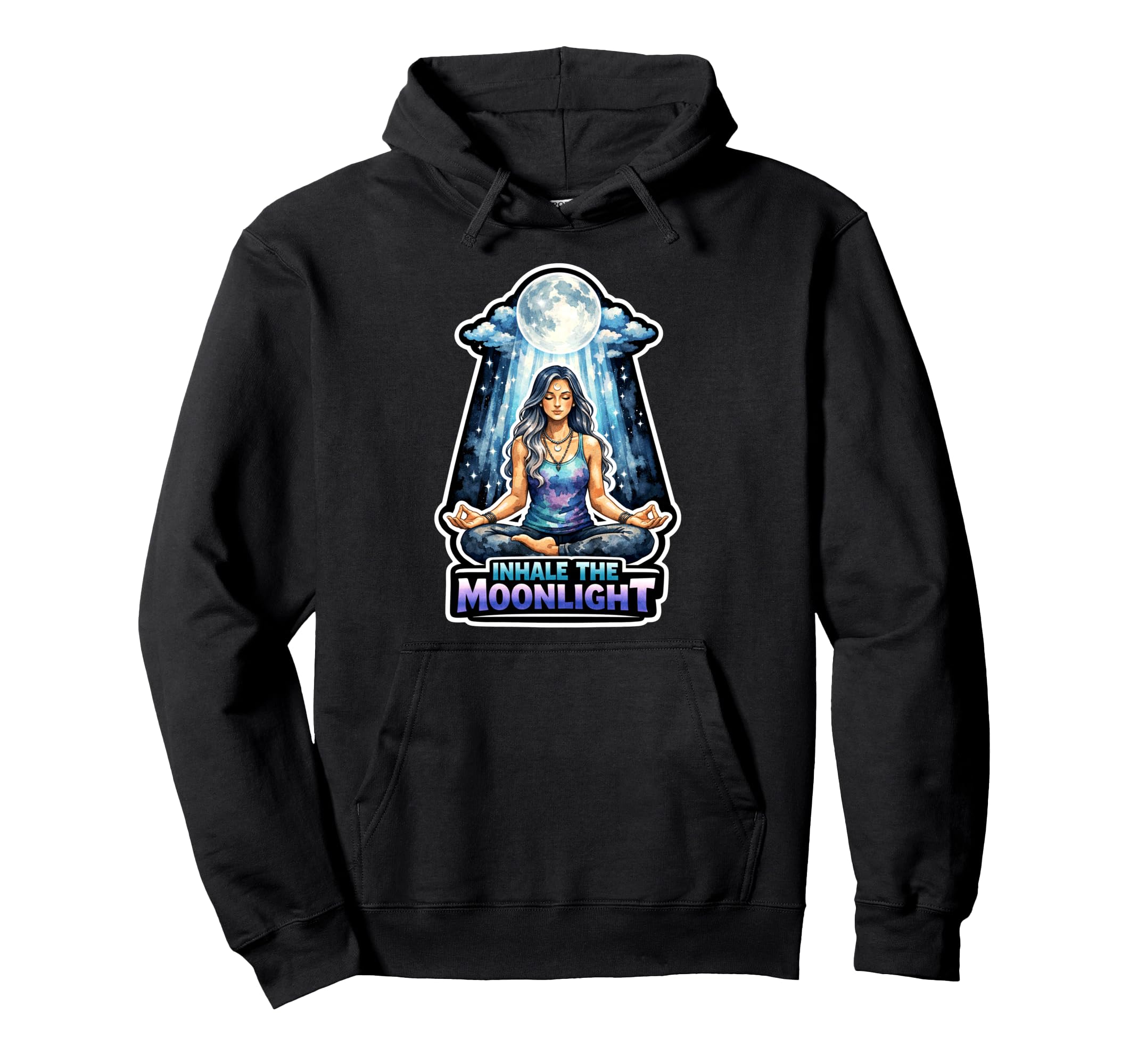 Moon Meditation Lunar Mindfulness Hoodie - Custom Art Print Men Women - T-Shirt, Sweatshirt, Hoodie