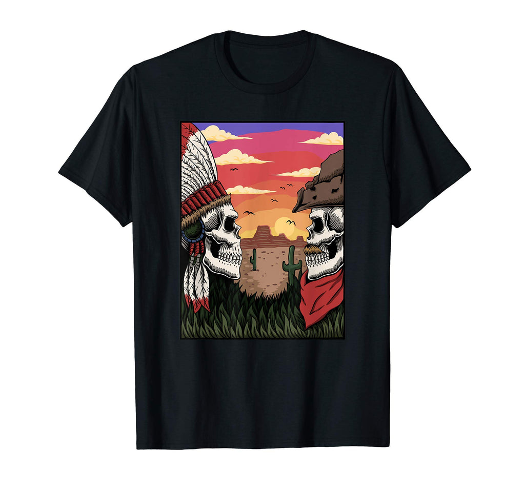 Cowboy Skull Wild West Natives Skulls T-Shirt - Minimalist Print for Adults - T-Shirt, Sweatshirt, Hoodie