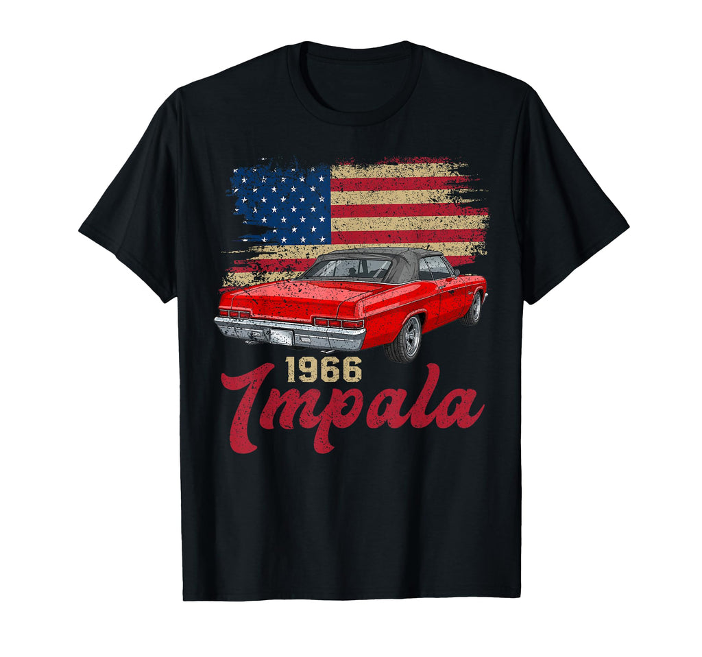 American Flag 1966 66 Impala Old School T-Shirt - Minimalist Print Unisex - T-Shirt, Sweatshirt, Hoodie