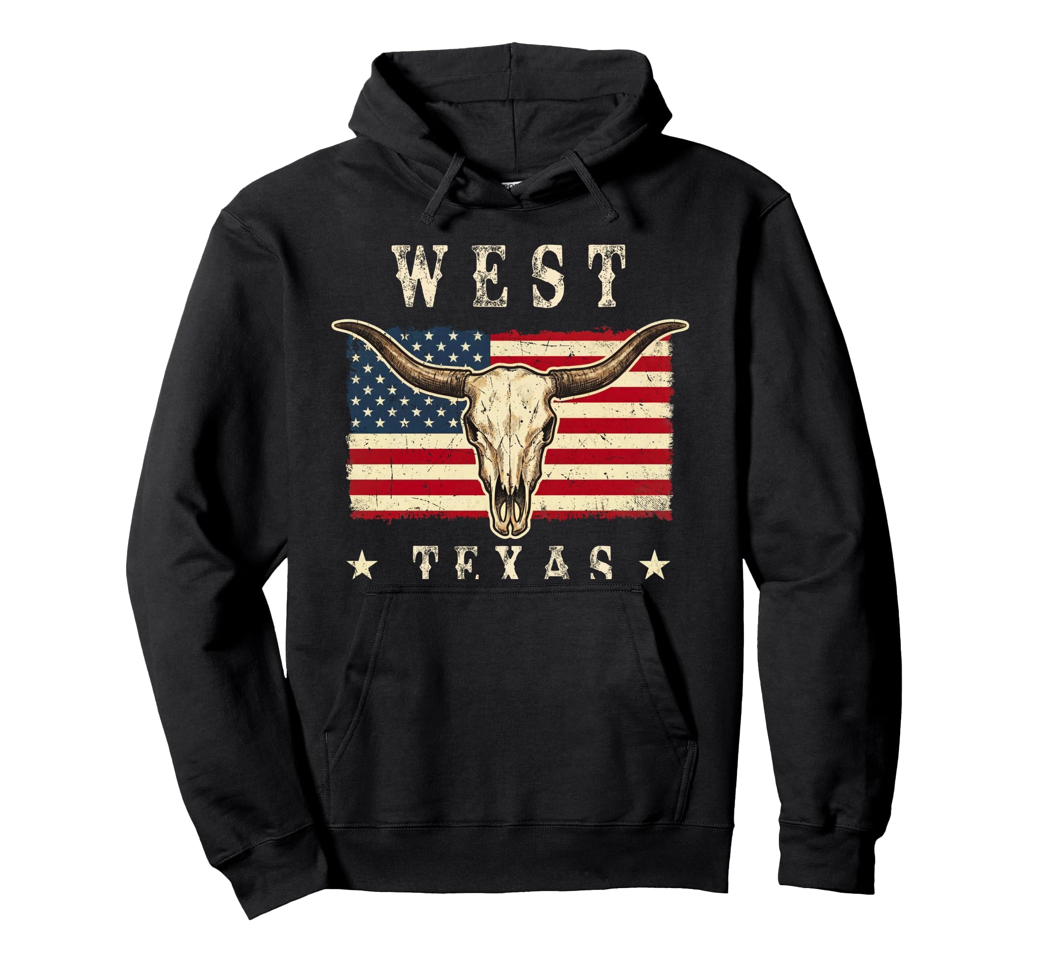 West Texas Western Patriotic Skull Hoodie - Custom Art Print Unisex - T-Shirt, Sweatshirt, Hoodie