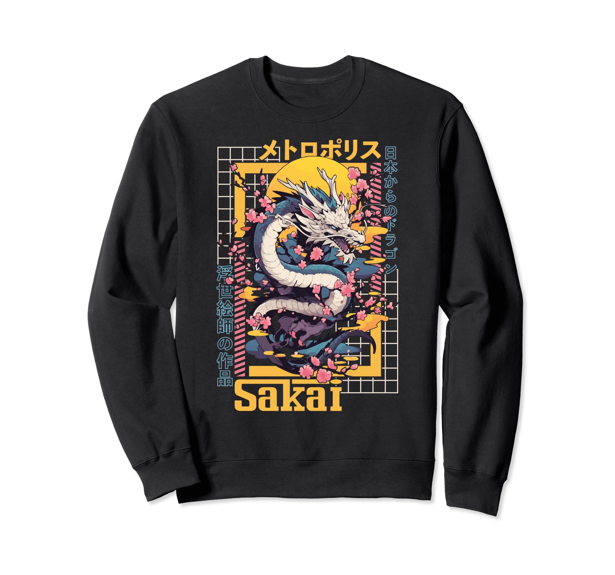 Sakai City Synthwave 80S Dragon Asian Sweatshirt - Custom Art Print Unisex - T-Shirt, Sweatshirt, Hoodie