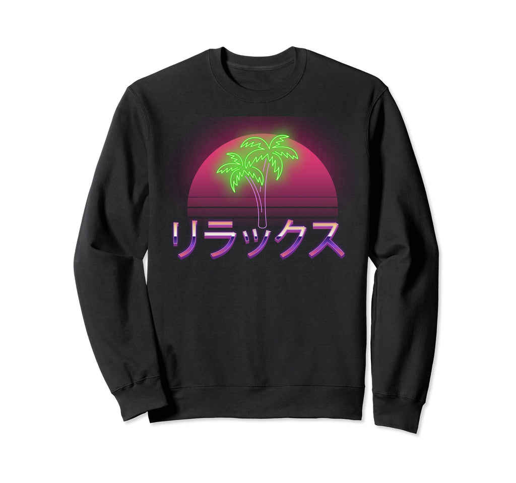 Relax Japanese Text Vaporwave Sweatshirt - Fun Novelty Design for Adults - T-Shirt, Sweatshirt, Hoodie