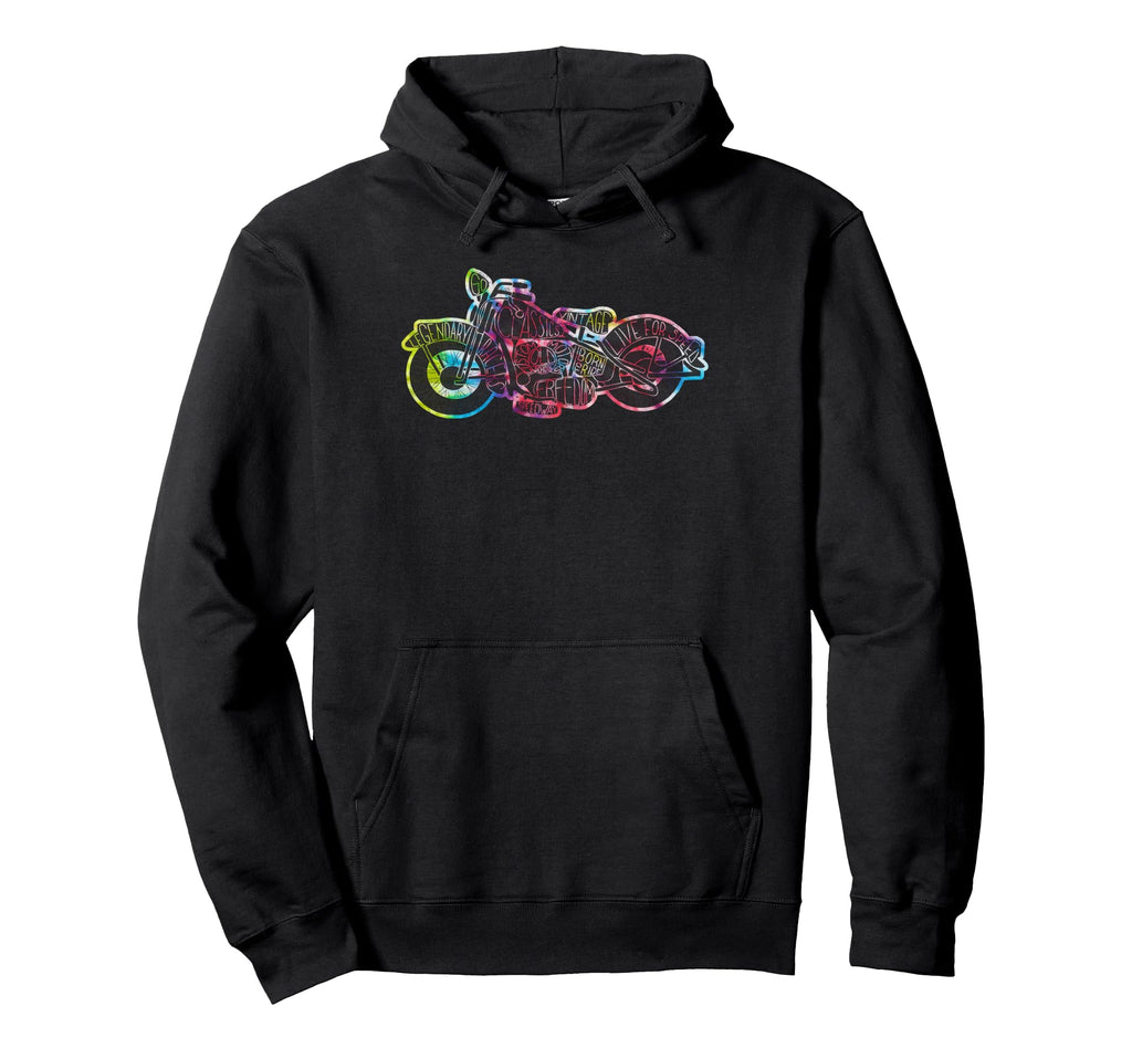 Tie Dye Motorcycle Biker Riding Hoodie - Casual Everyday Wear Men Women - T-Shirt, Sweatshirt, Hoodie