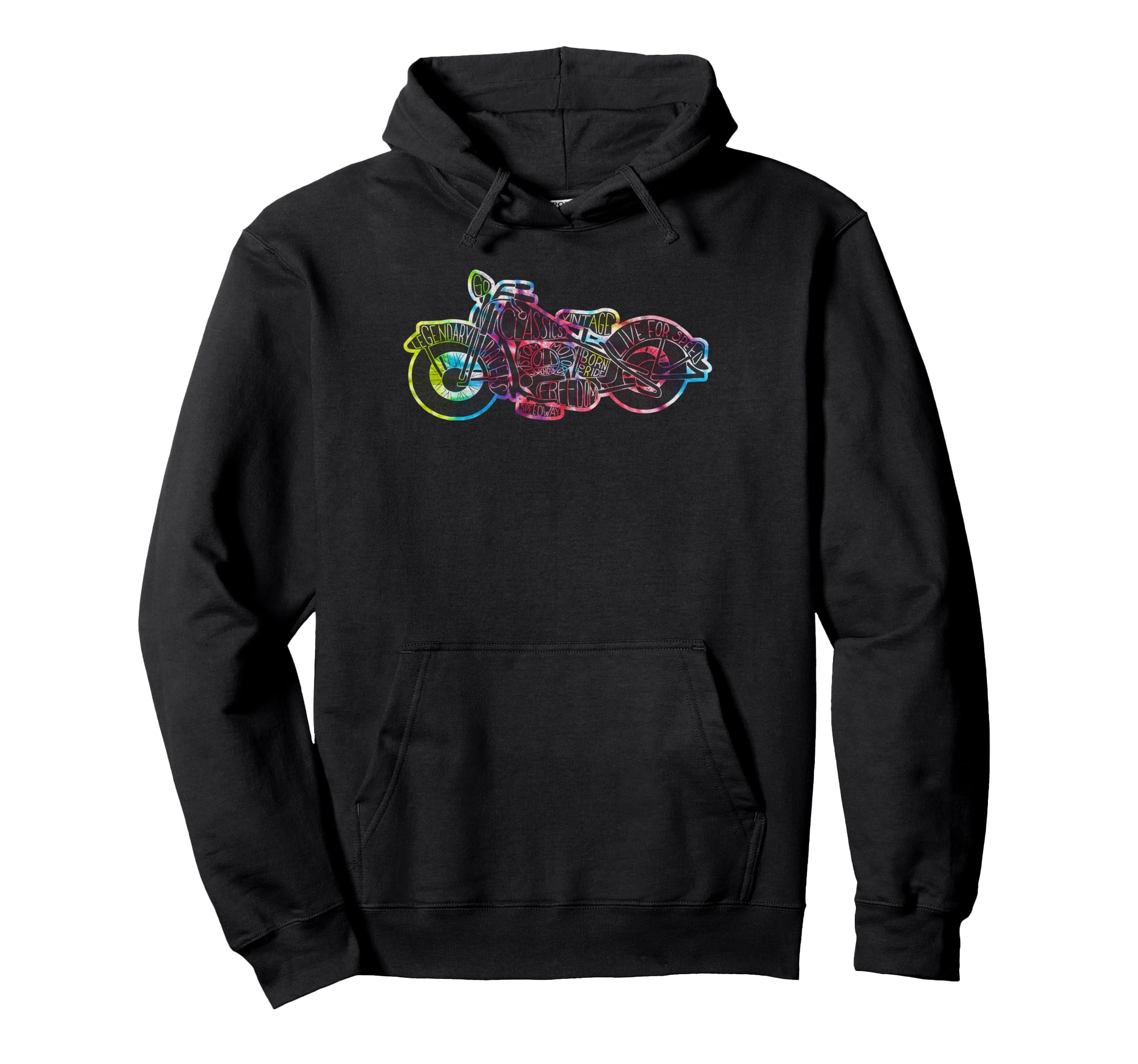 Tie Dye Motorcycle Biker Riding Hoodie - Casual Everyday Wear Men Women - T-Shirt, Sweatshirt, Hoodie