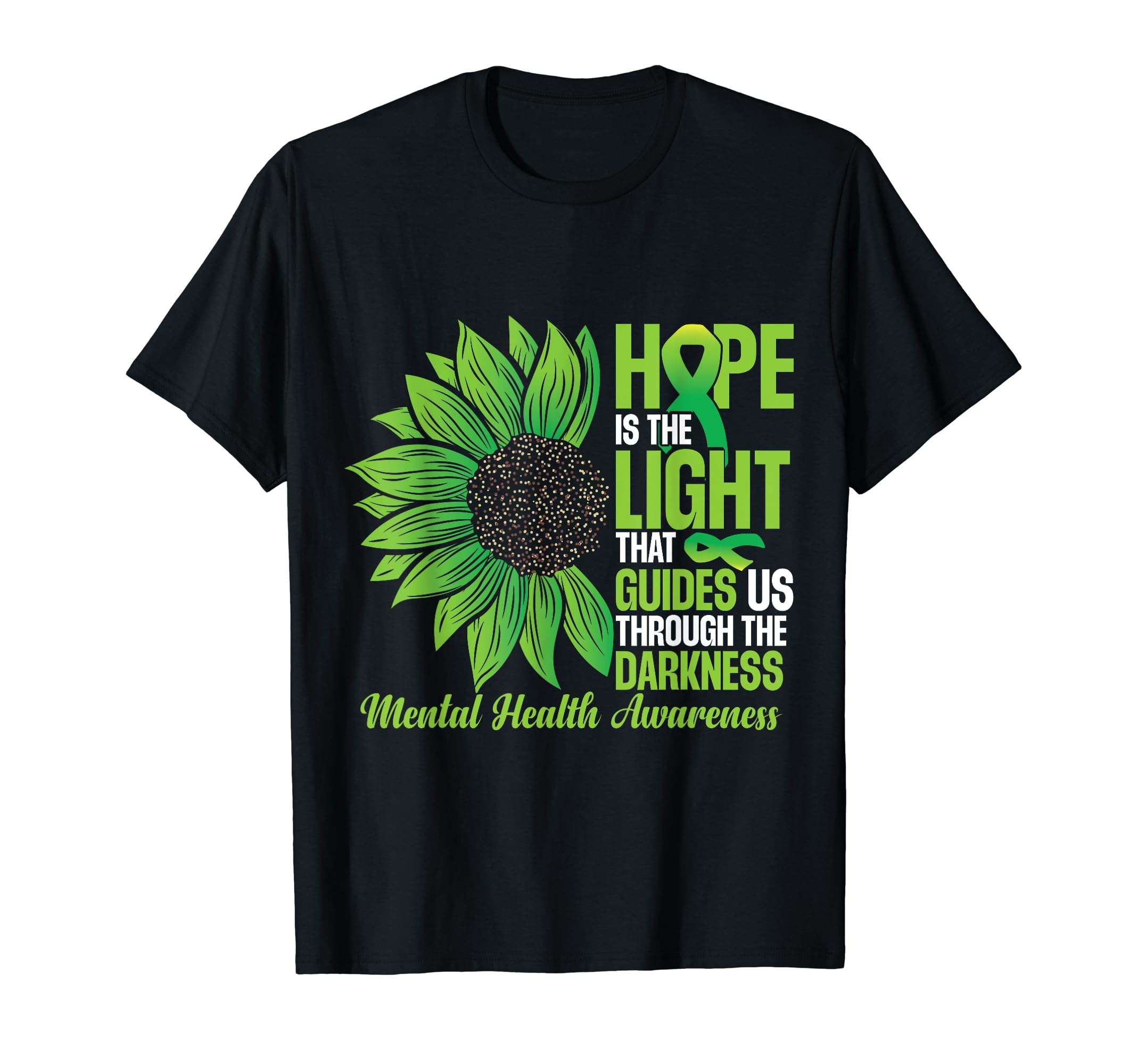 Green Ribbon Mental Health Awareness T-Shirt - Custom Art Print for Adults - T-Shirt, Sweatshirt, Hoodie