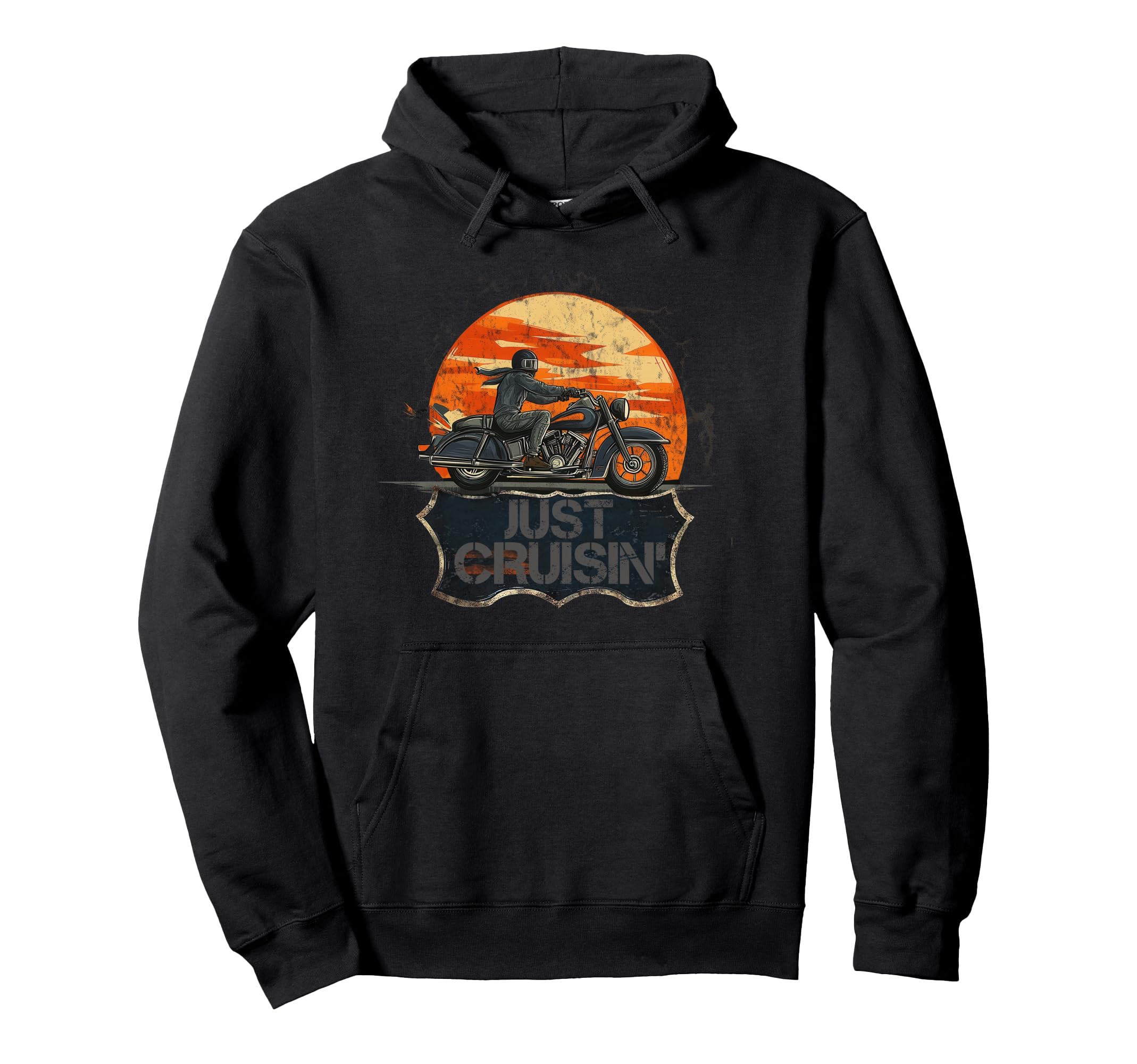 Just Cruisin Motorcycle Trip Sunset Hoodie - Minimalist Print Unisex - T-Shirt, Sweatshirt, Hoodie