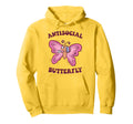 Groovy Anti Social Butterfly Ironic Funny Hoodie - Graphic Print Men Women - T-Shirt, Sweatshirt, Hoodie