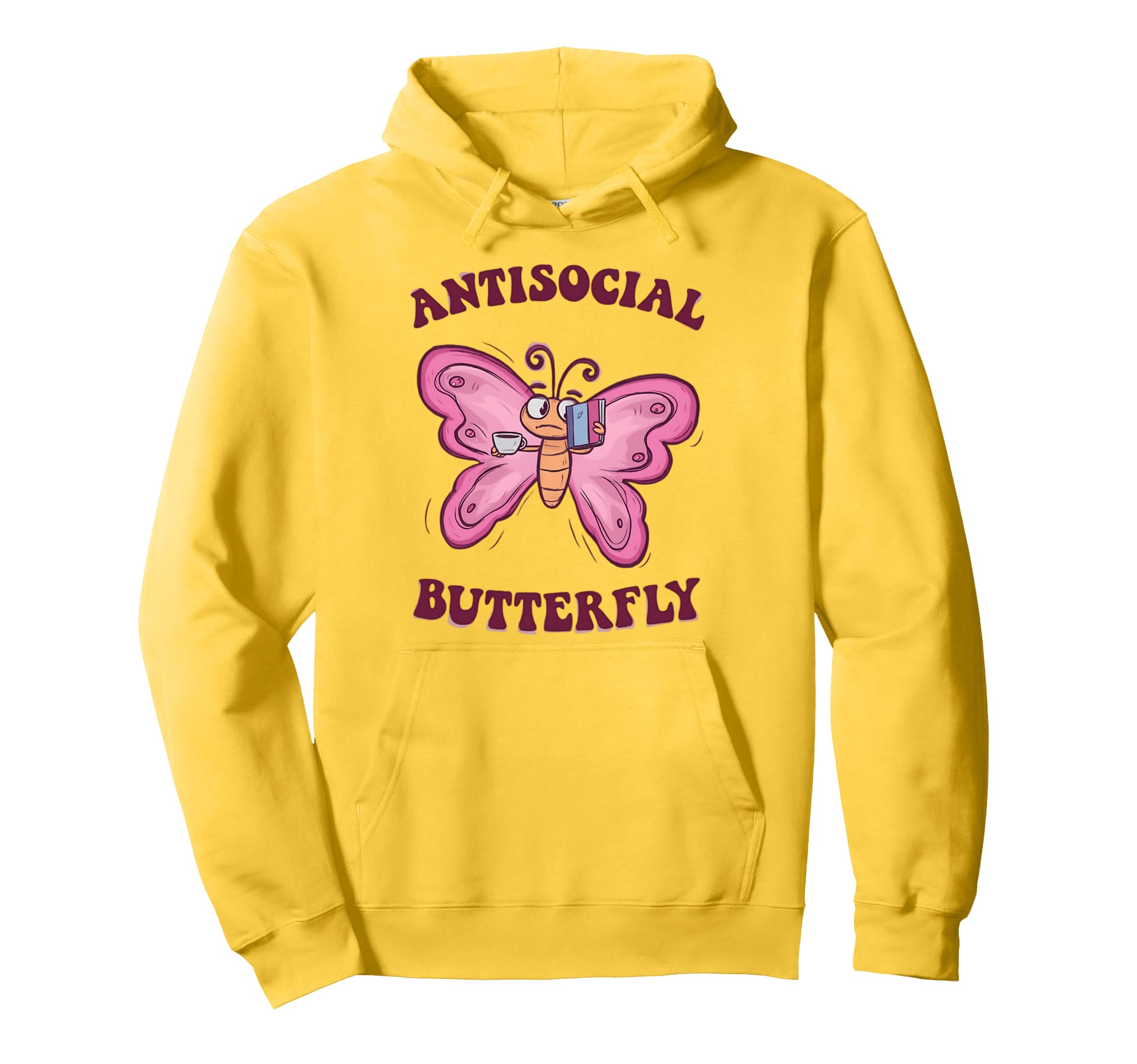 Groovy Anti Social Butterfly Ironic Funny Hoodie - Graphic Print Men Women - T-Shirt, Sweatshirt, Hoodie