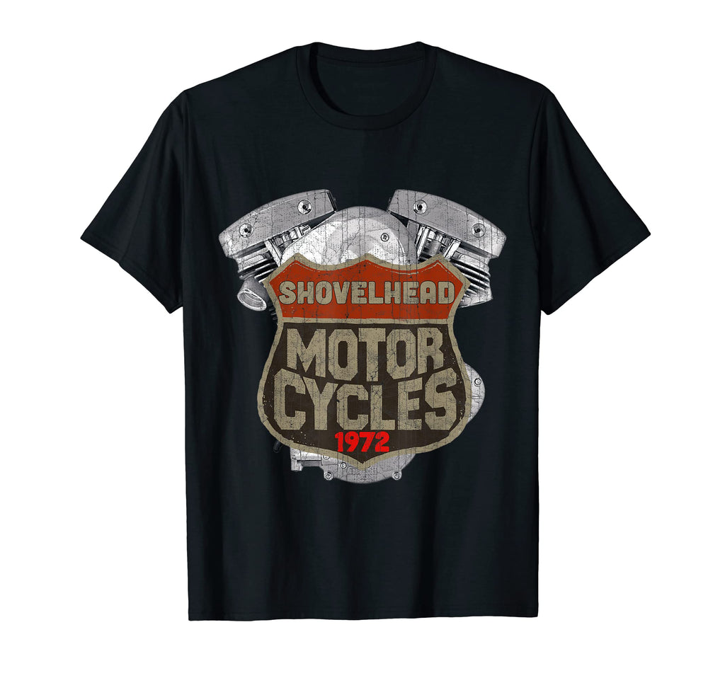1972 Shovelhead Motorcycle Distressed T-Shirt - Trendy Graphic for Adults - T-Shirt, Sweatshirt, Hoodie