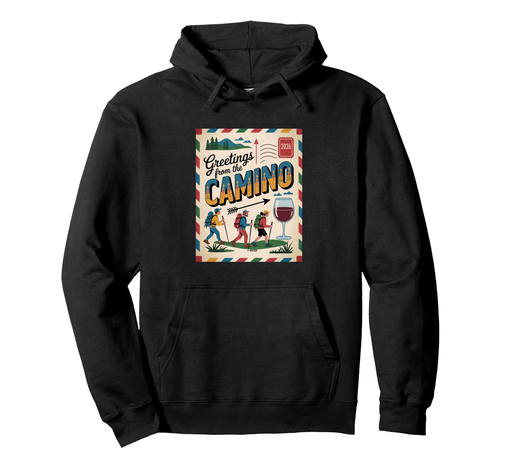 Camino 2026 Greetings Postcard Hiking Hoodie - Trendy Graphic for Adults - T-Shirt, Sweatshirt, Hoodie