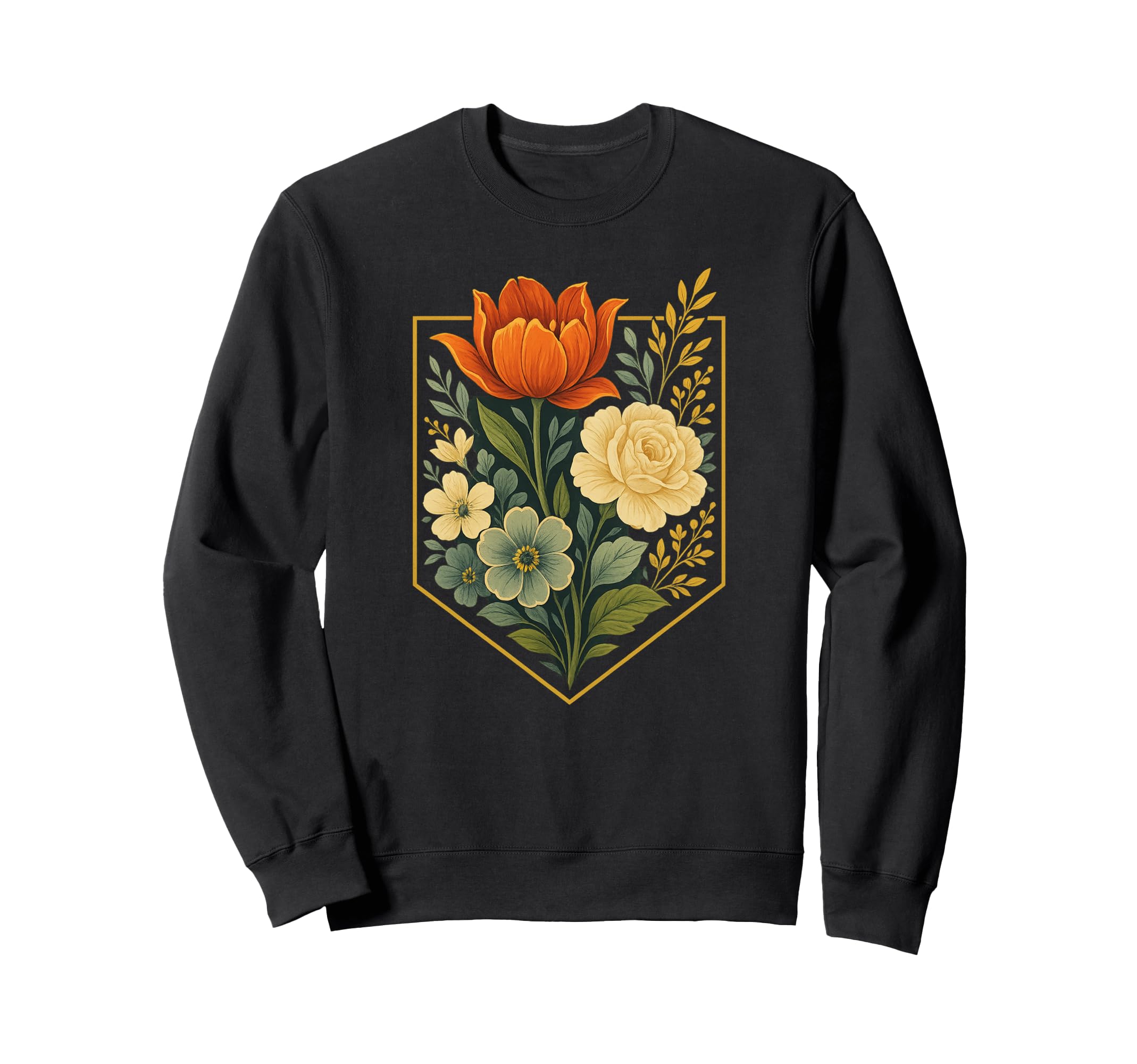 Pocket Floral Crest Bold Flowers Sweatshirt - Novelty Apparel for Adults - T-Shirt, Sweatshirt, Hoodie