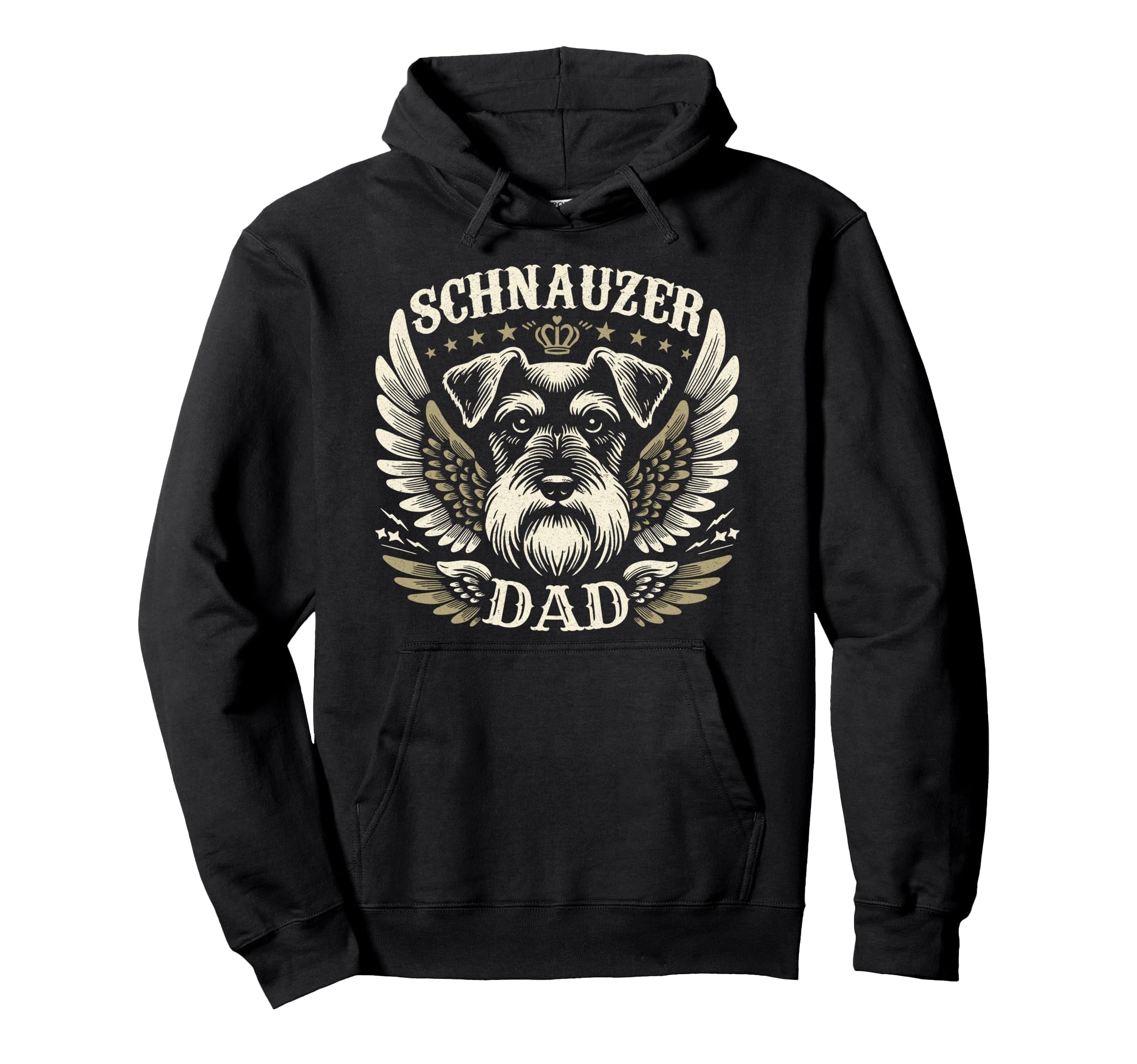Schnauzer Dad Biker Wings Motorcycle Hoodie - Graphic Print Men Women - T-Shirt, Sweatshirt, Hoodie