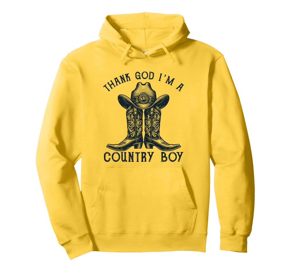 Thank God Im Country Music Cowboy Hoodie - Fun Novelty Design Unisex - T-Shirt, Sweatshirt, Hoodie