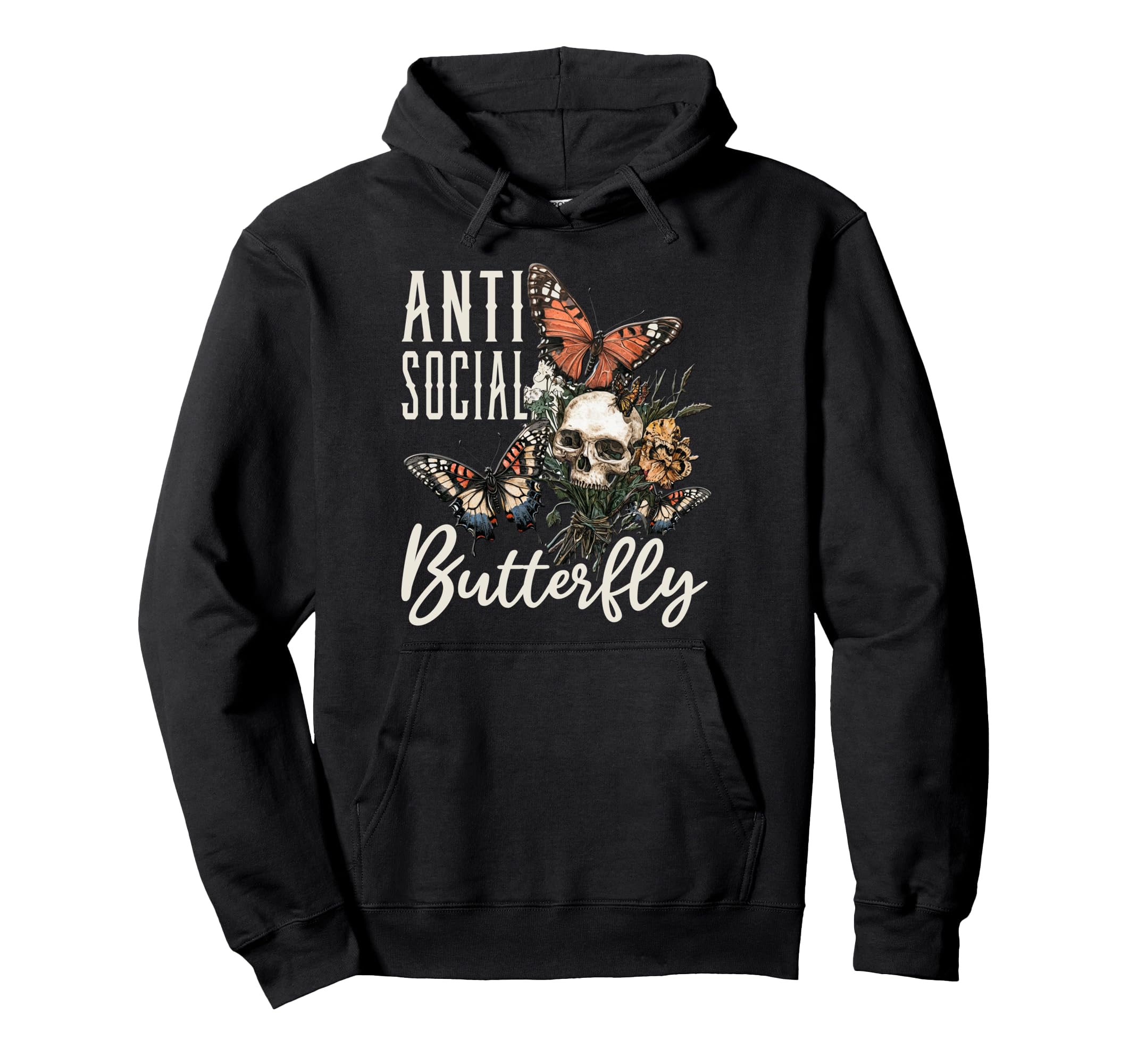 Antisocial Butterfly Hoodie - Fun Novelty Design Men Women - T-Shirt, Sweatshirt, Hoodie