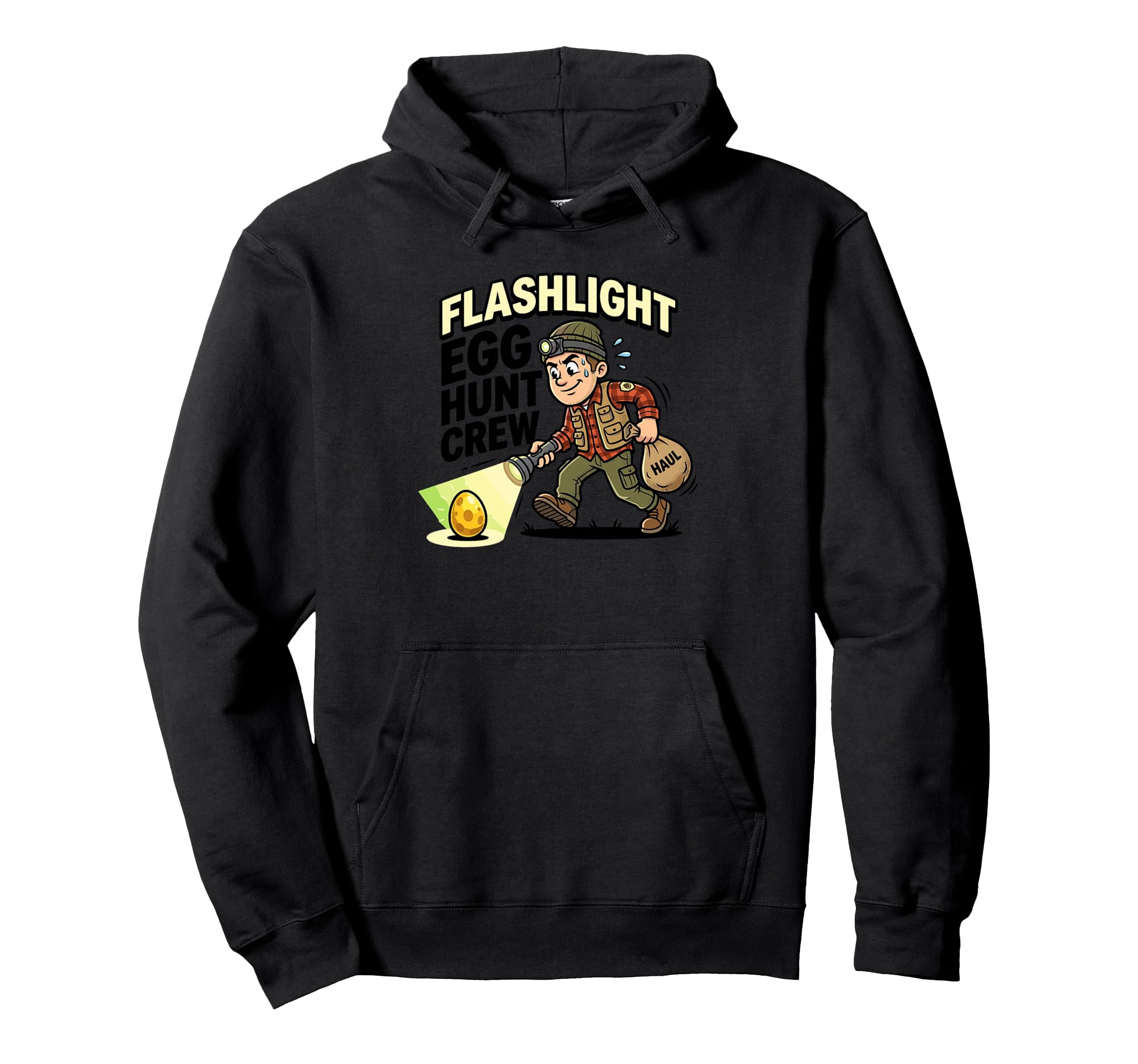 Flashlight Egg Hunt Crew Night Easter Hoodie - Casual Everyday Wear Unisex - T-Shirt, Sweatshirt, Hoodie