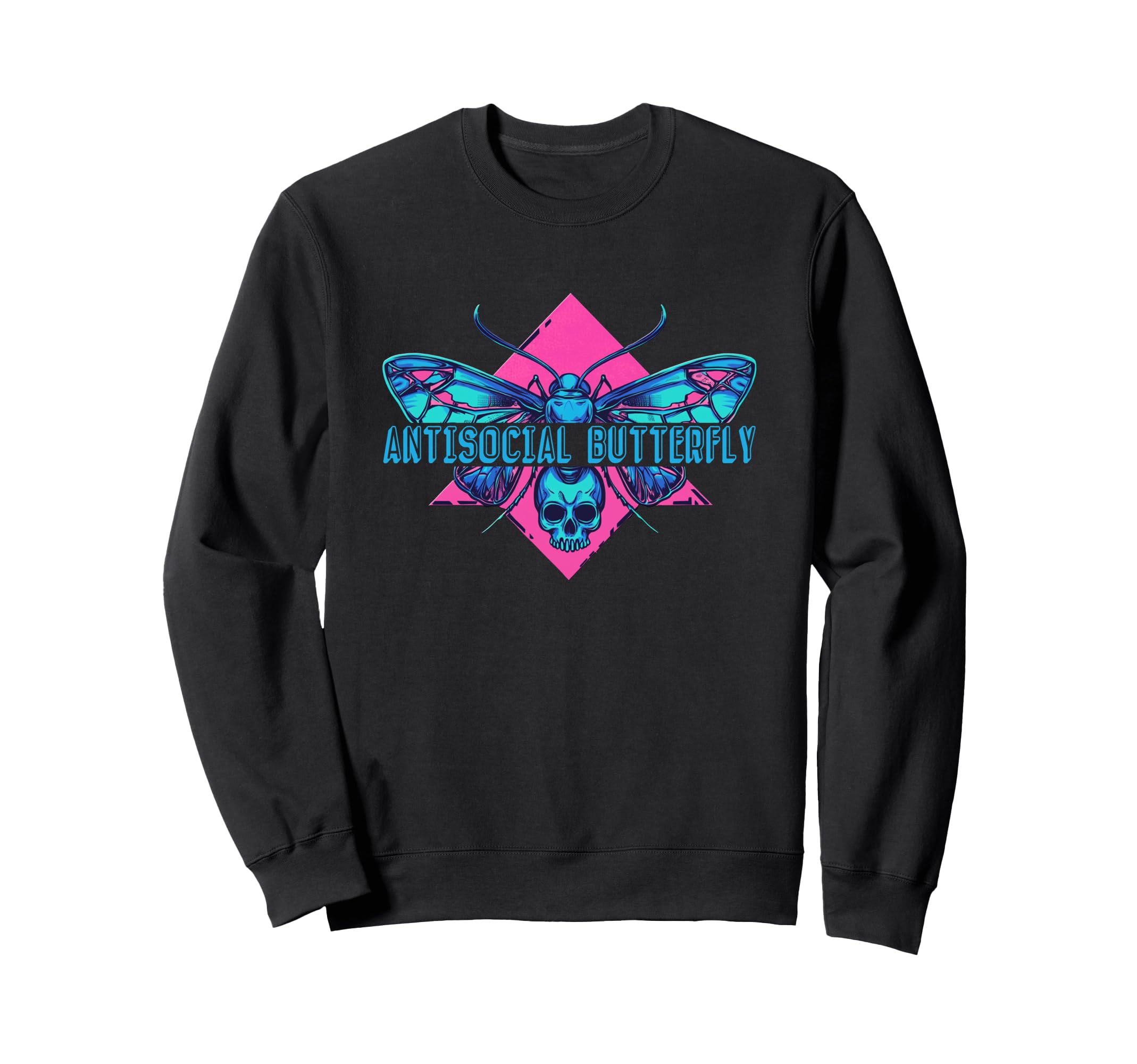 Synthwave Antisocial Butterfly Sweatshirt - Minimalist Print for Adults - T-Shirt, Sweatshirt, Hoodie