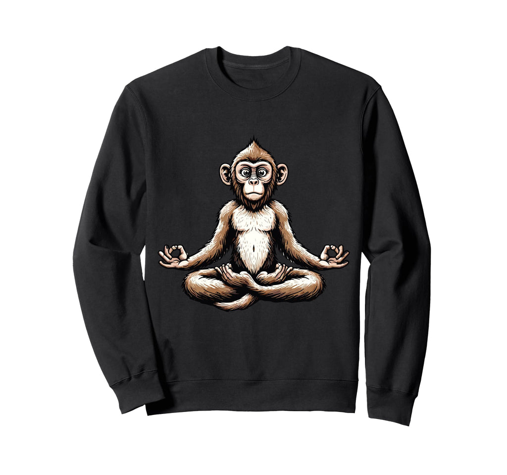 Meditation Monkey Yoga Pose Relaxing Sweatshirt - Custom Art Print Unisex - T-Shirt, Sweatshirt, Hoodie