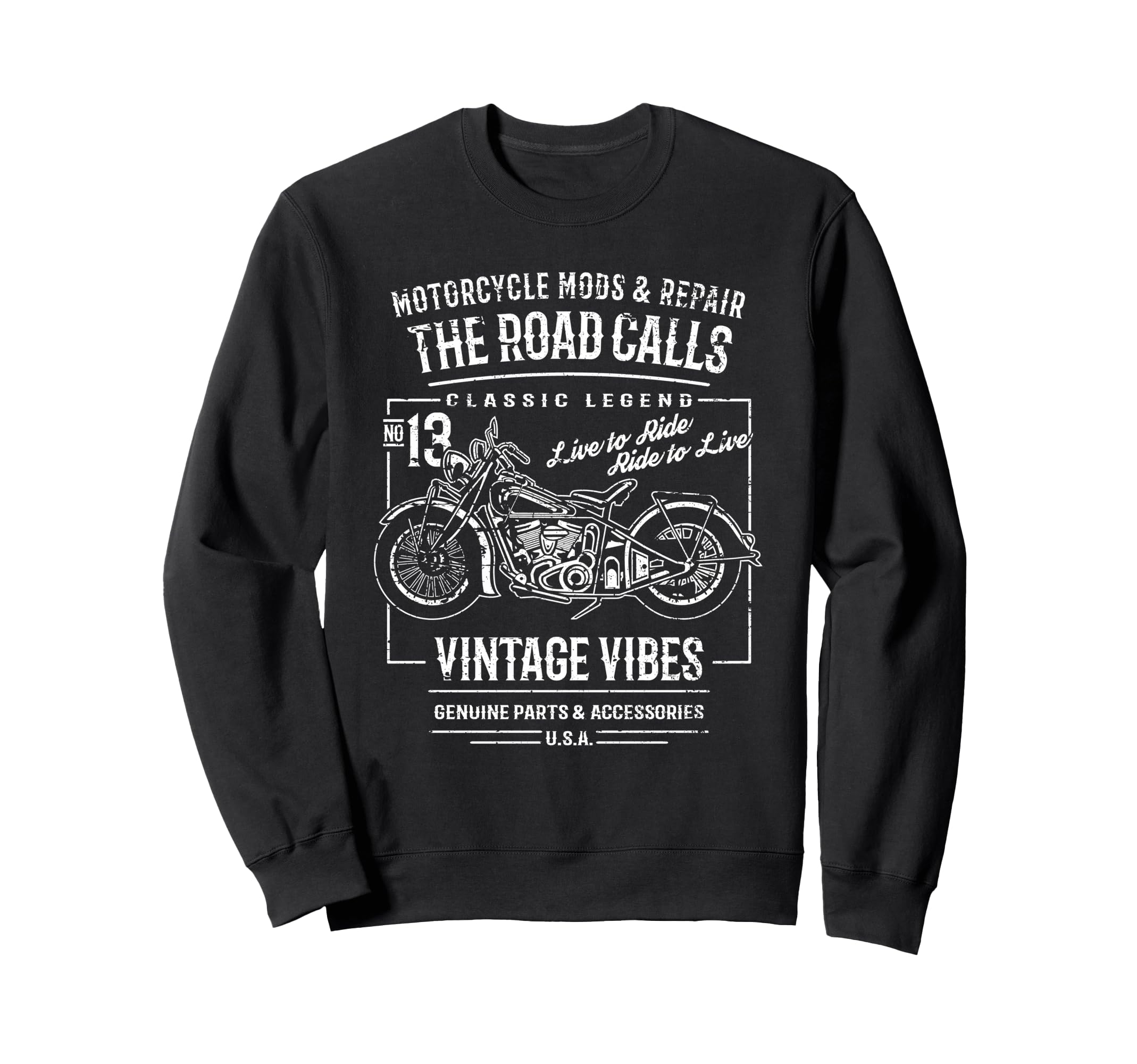Motorcycle Distressed Sweatshirt - Minimalist Print Men Women - T-Shirt, Sweatshirt, Hoodie