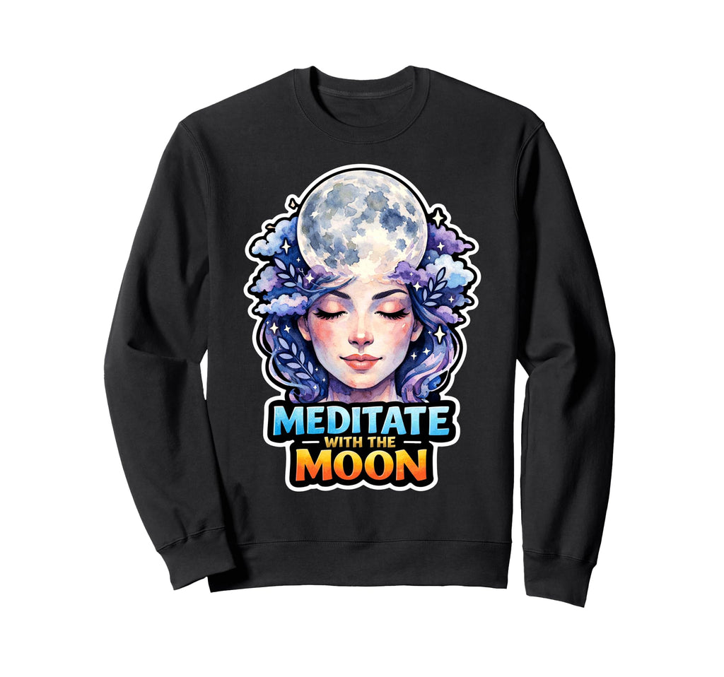 Moon Meditation Lunar Mindfulness Sweatshirt - Trendy Graphic Unisex - T-Shirt, Sweatshirt, Hoodie