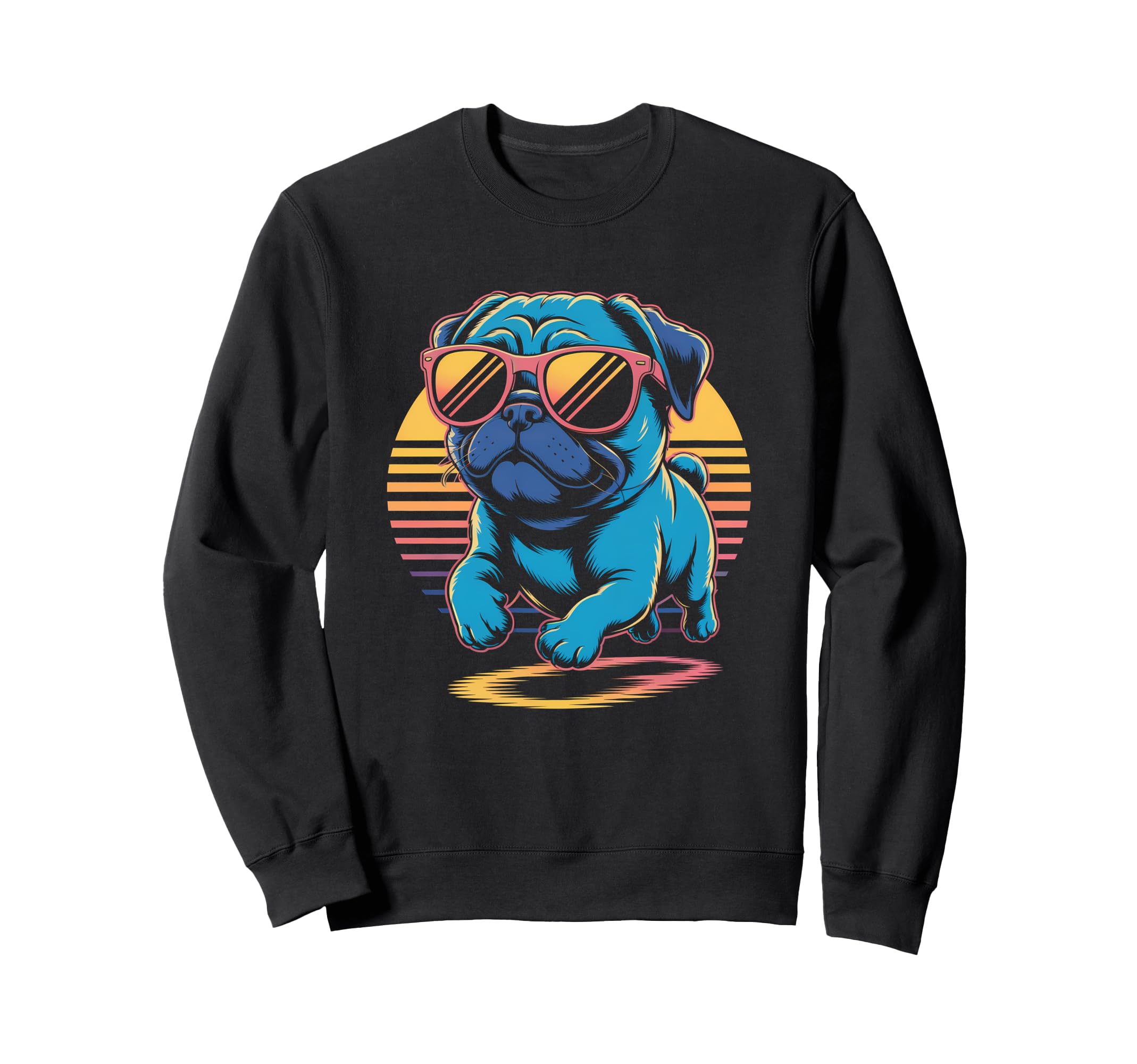 Pug Dog Sunglasses Vaporwave 80S Sweatshirt - Aesthetic Graphic for Adults - T-Shirt, Sweatshirt, Hoodie