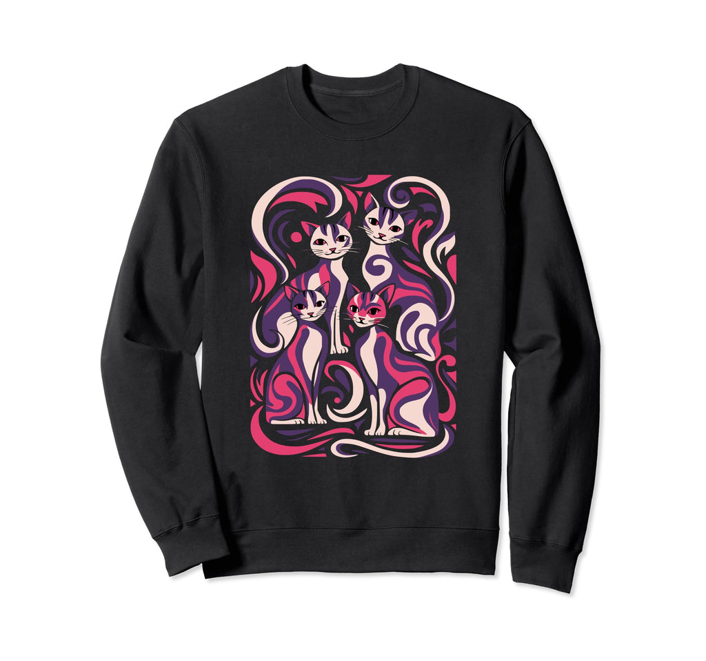Mid Century Long Neck Cats 50S 60S Sweatshirt - Minimalist Print Men Women - T-Shirt, Sweatshirt, Hoodie