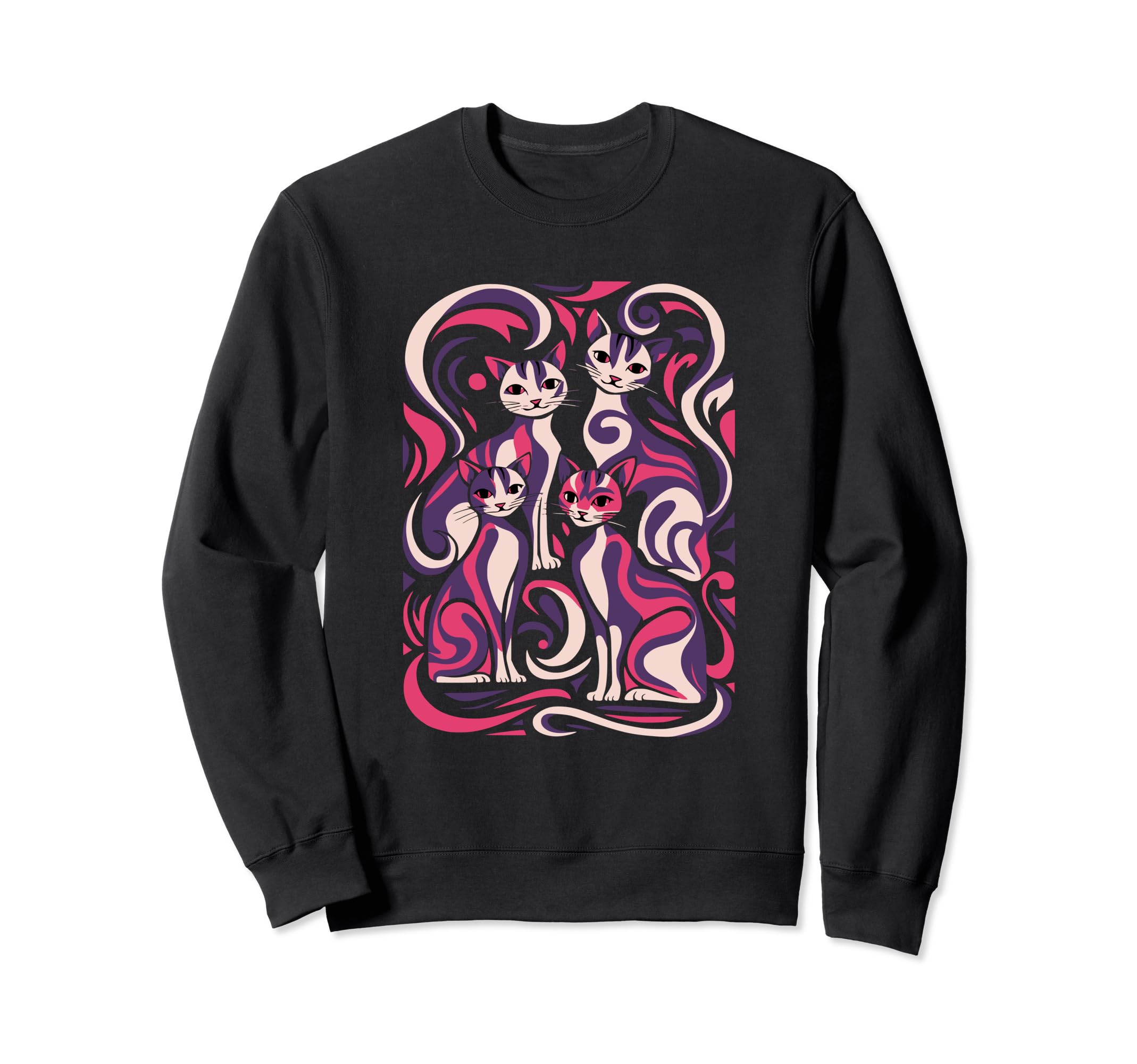 Mid Century Long Neck Cats 50S 60S Sweatshirt - Minimalist Print Men Women - T-Shirt, Sweatshirt, Hoodie