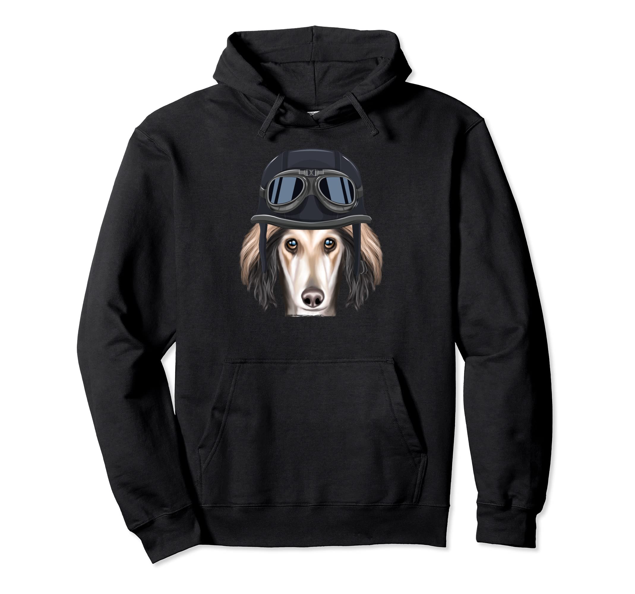 Funny Motorcycle Helmet Saluki Hoodie - Fun Novelty Design Unisex - T-Shirt, Sweatshirt, Hoodie