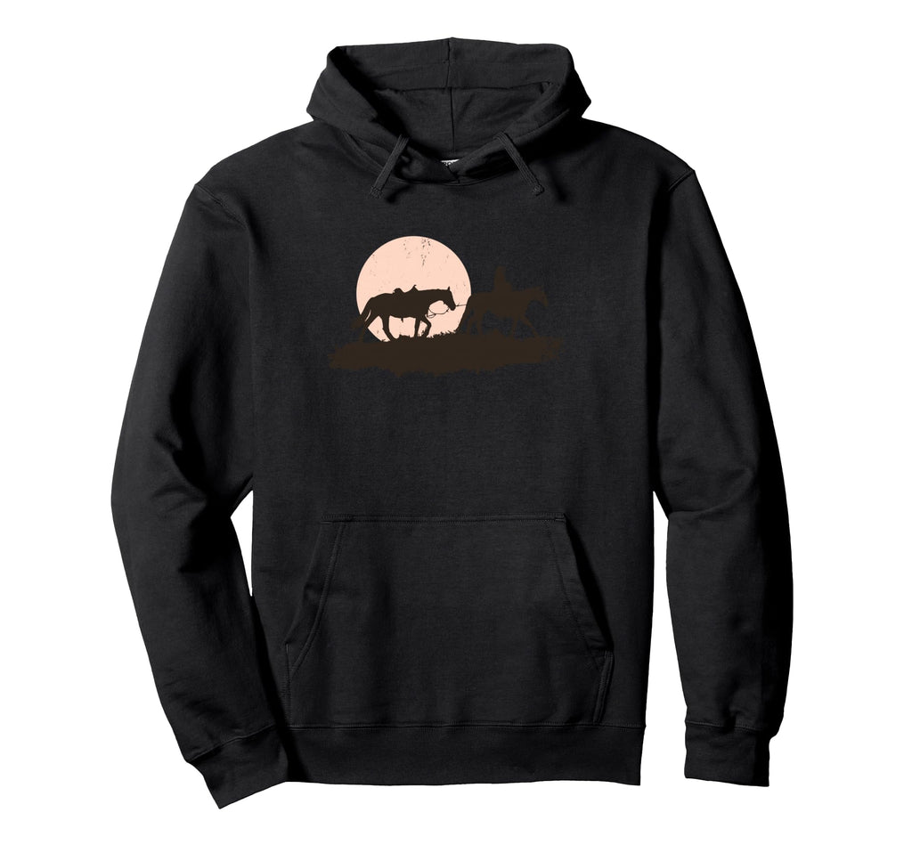 Sunset Horse Trail Riding Western Art Hoodie - Aesthetic Graphic Men Women - T-Shirt, Sweatshirt, Hoodie
