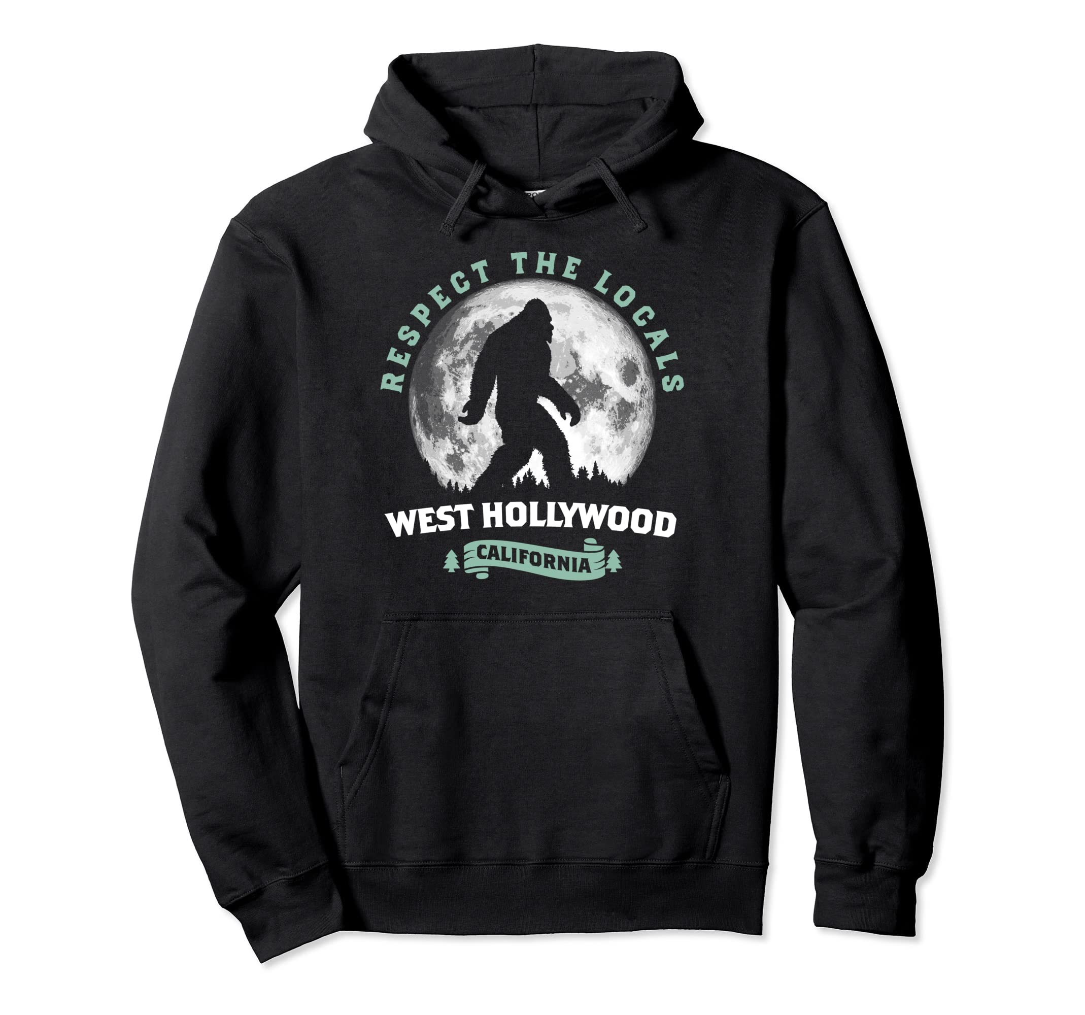 West Hollywood California Bigfoot Night Hoodie - Graphic Print for Adults - T-Shirt, Sweatshirt, Hoodie