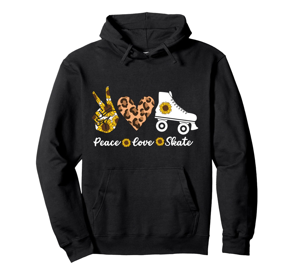 Roller Skating Skate Heart Peace Love Hoodie - Trendy Graphic for Adults - T-Shirt, Sweatshirt, Hoodie