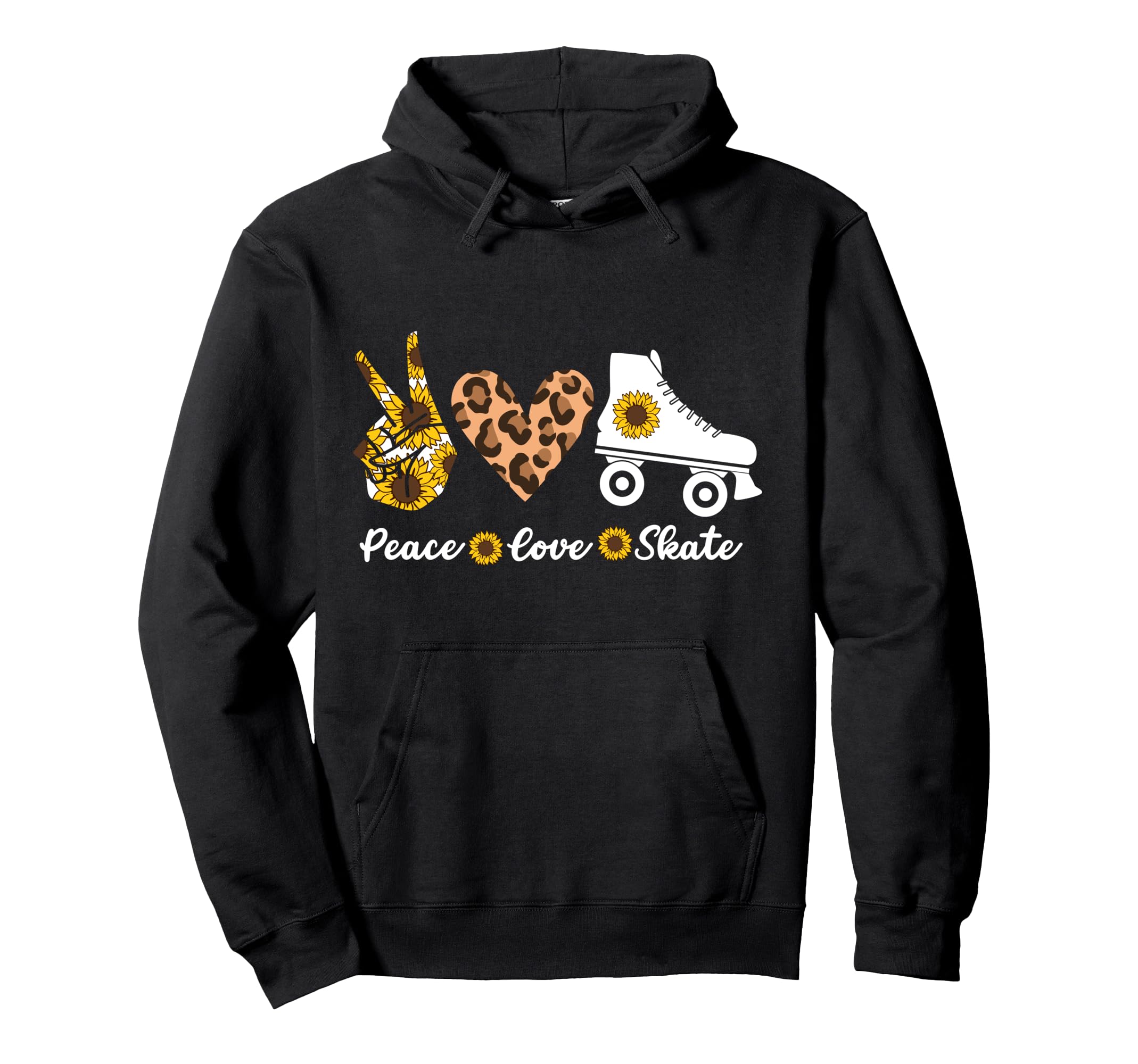 Roller Skating Skate Heart Peace Love Hoodie - Trendy Graphic for Adults - T-Shirt, Sweatshirt, Hoodie