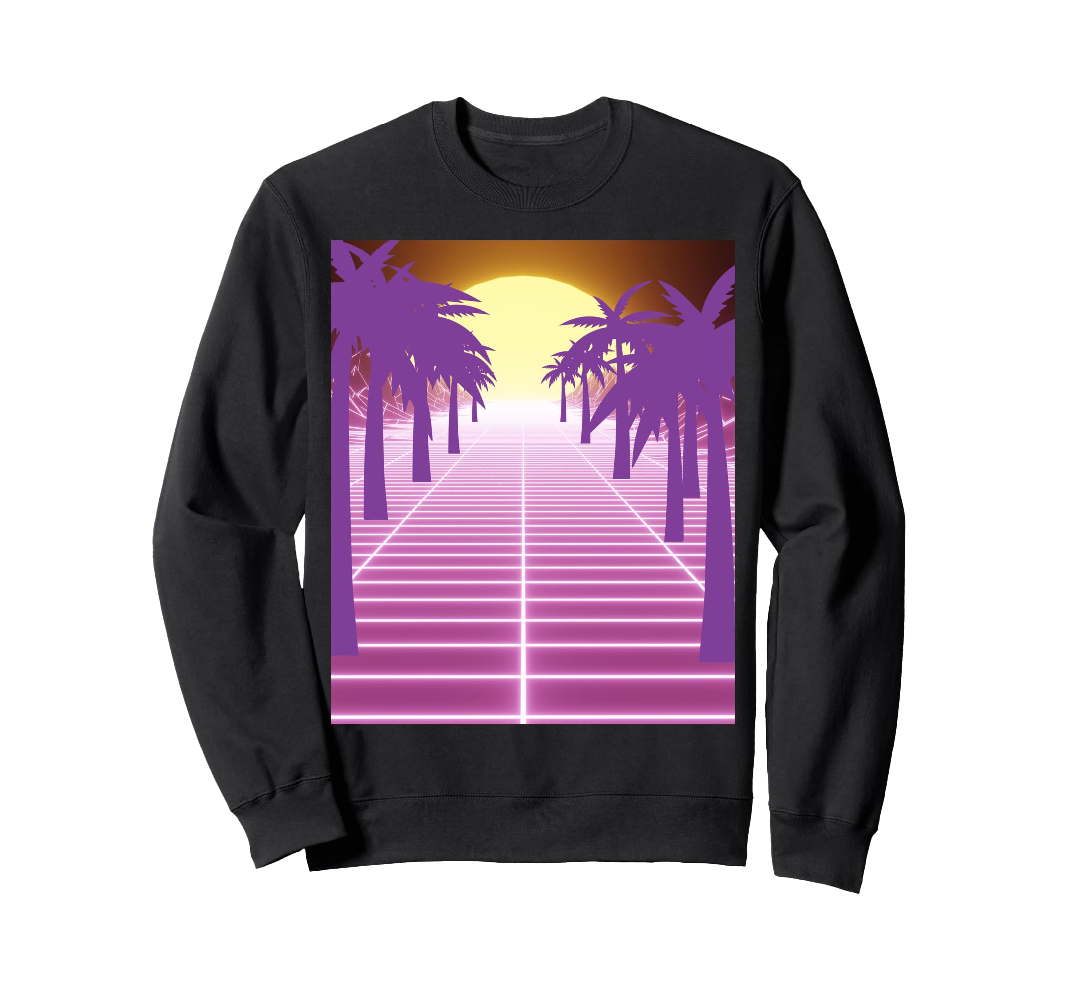 80S Vaporwave Palm Trees Sunset Sweatshirt - Aesthetic Graphic Men Women - T-Shirt, Sweatshirt, Hoodie