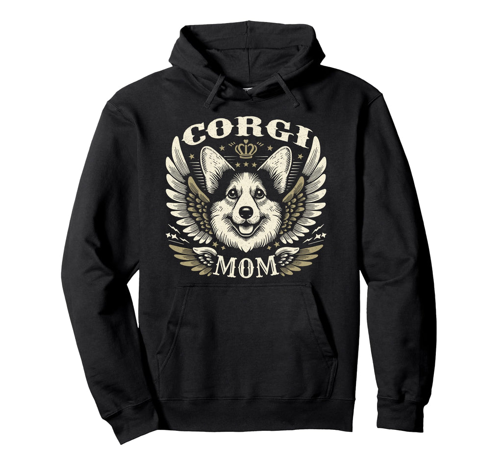 Corgi Mom Biker Wings Motorcycle Lovers Hoodie - Unique Graphic Unisex - T-Shirt, Sweatshirt, Hoodie