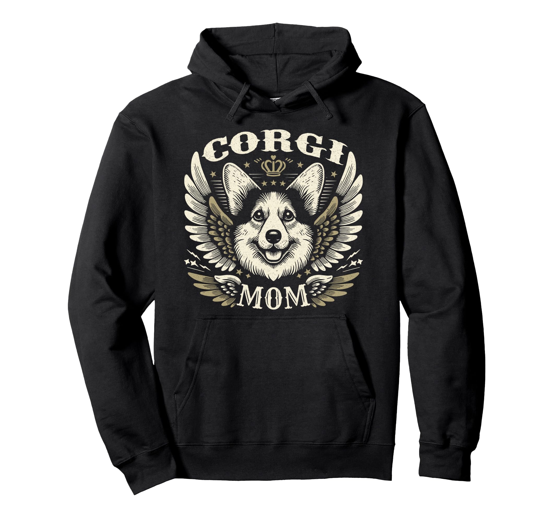 Corgi Mom Biker Wings Motorcycle Lovers Hoodie - Unique Graphic Unisex - T-Shirt, Sweatshirt, Hoodie