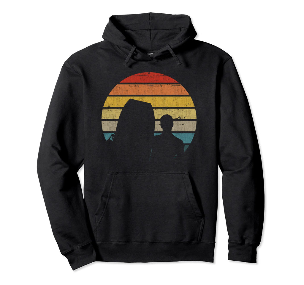 Bodyboarding Surfer Silhouette Distressed Hoodie - Novelty Apparel Unisex - T-Shirt, Sweatshirt, Hoodie